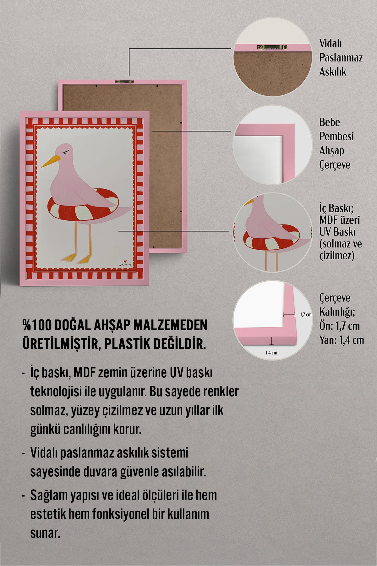 HOMEPACK Ahşap Çerçeveli Tablo Çerçeveli Poster Sanatsal Modern Duvar Dekoru BEK-8023