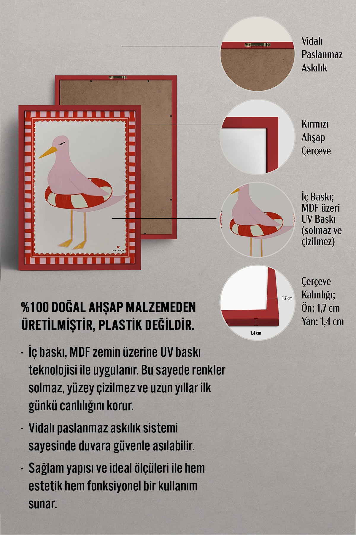 HOMEPACK Ahşap Çerçeveli Tablo Çerçeveli Poster Sanatsal Modern Duvar Dekoru BEK-8023