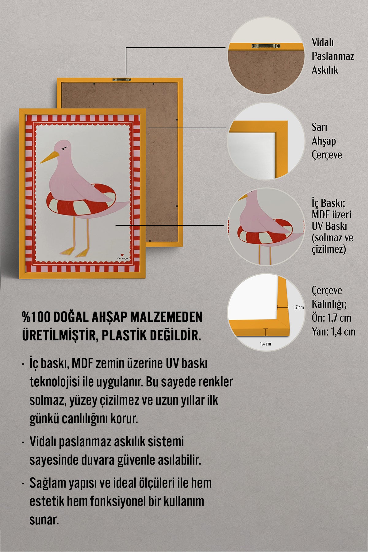 HOMEPACK Ahşap Çerçeveli Tablo Çerçeveli Poster Sanatsal Modern Duvar Dekoru BEK-8023