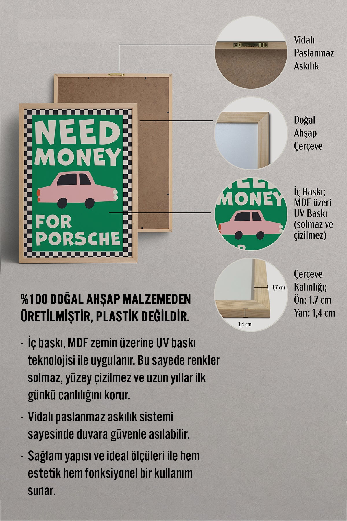 HOMEPACK Ahşap Çerçeveli Tablo Çerçeveli Poster Sanatsal Modern Duvar Dekoru BEK-8024
