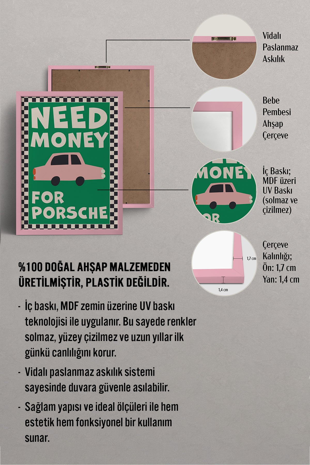 HOMEPACK Ahşap Çerçeveli Tablo Çerçeveli Poster Sanatsal Modern Duvar Dekoru BEK-8024