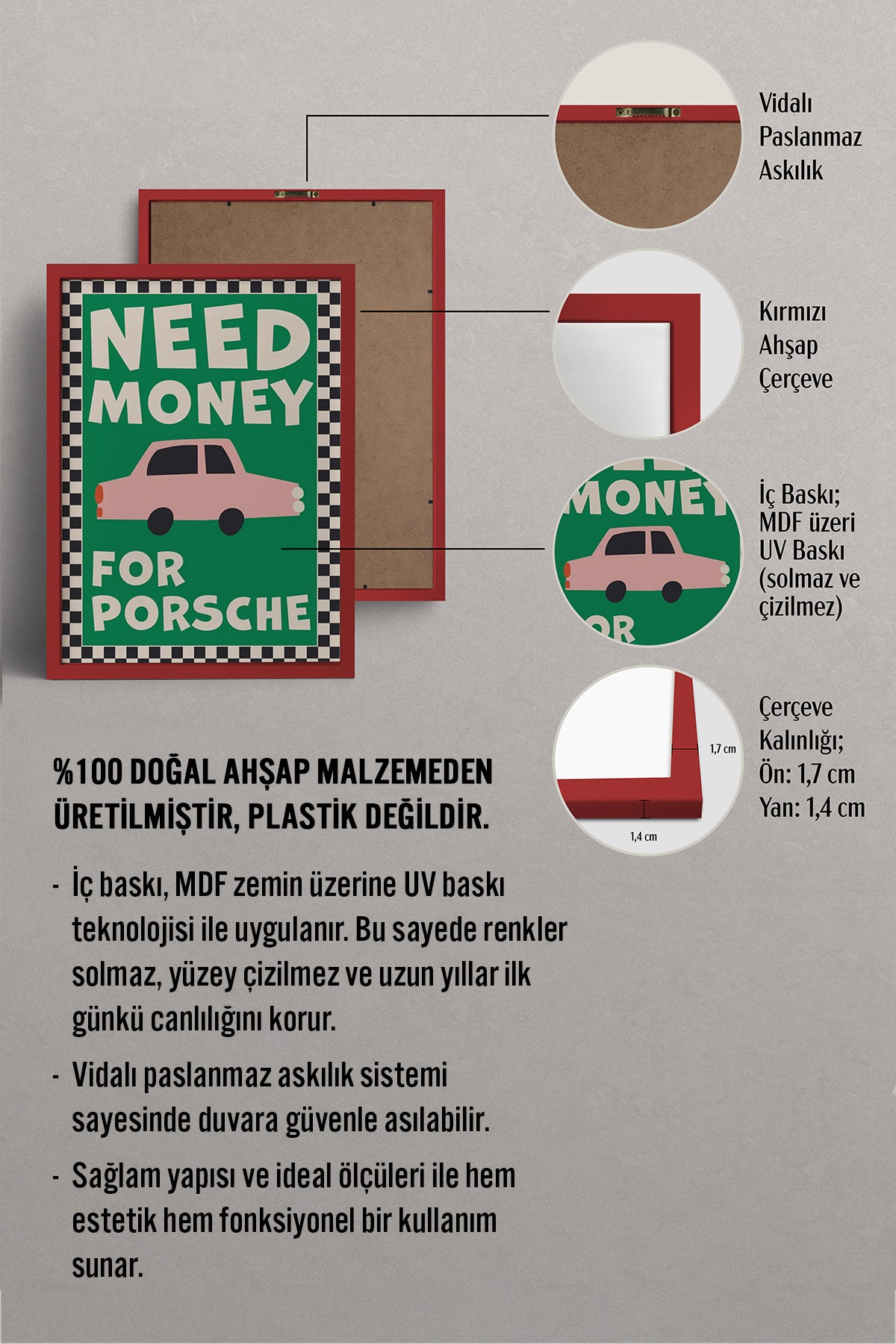 HOMEPACK Ahşap Çerçeveli Tablo Çerçeveli Poster Sanatsal Modern Duvar Dekoru BEK-8024
