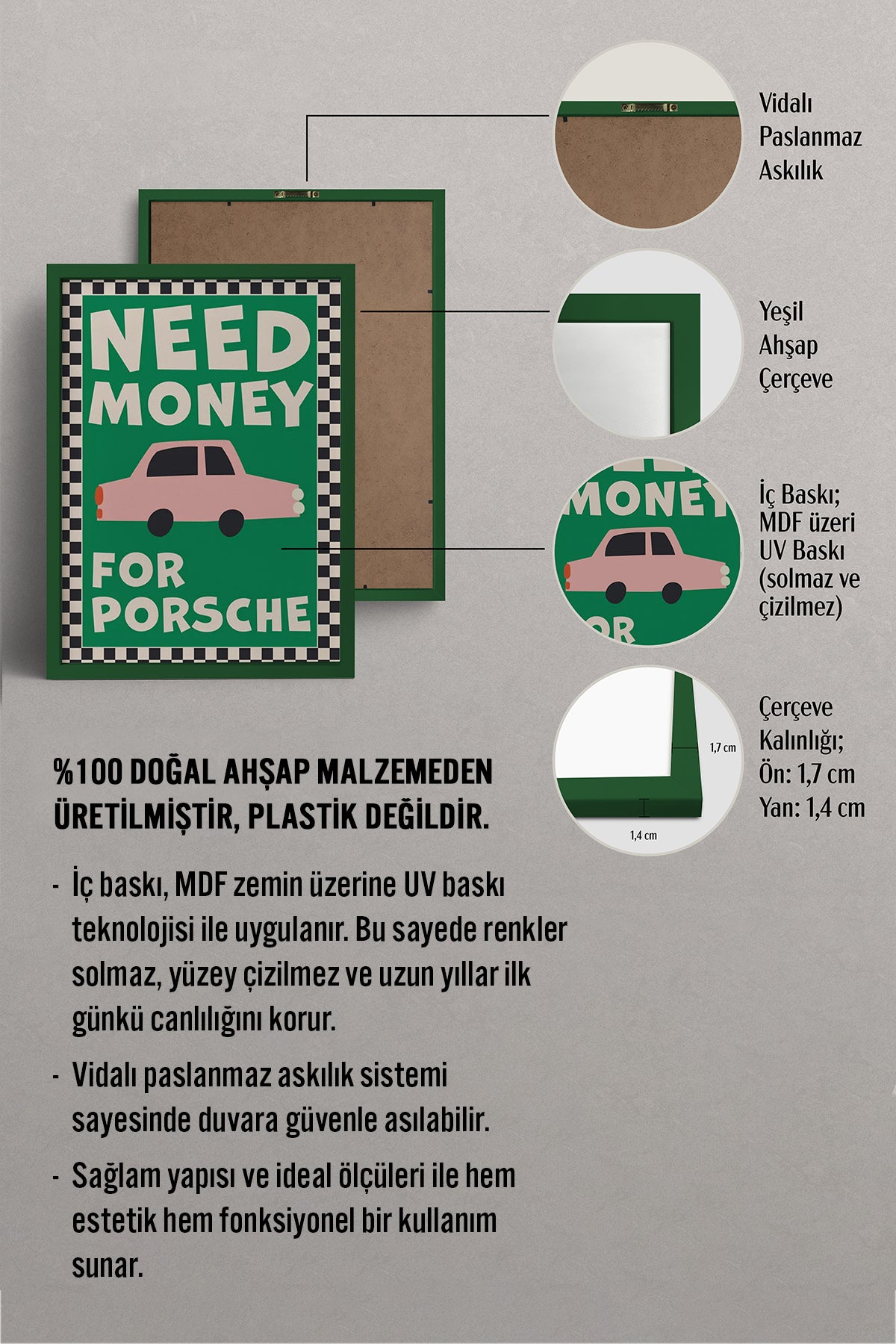HOMEPACK Ahşap Çerçeveli Tablo Çerçeveli Poster Sanatsal Modern Duvar Dekoru BEK-8024