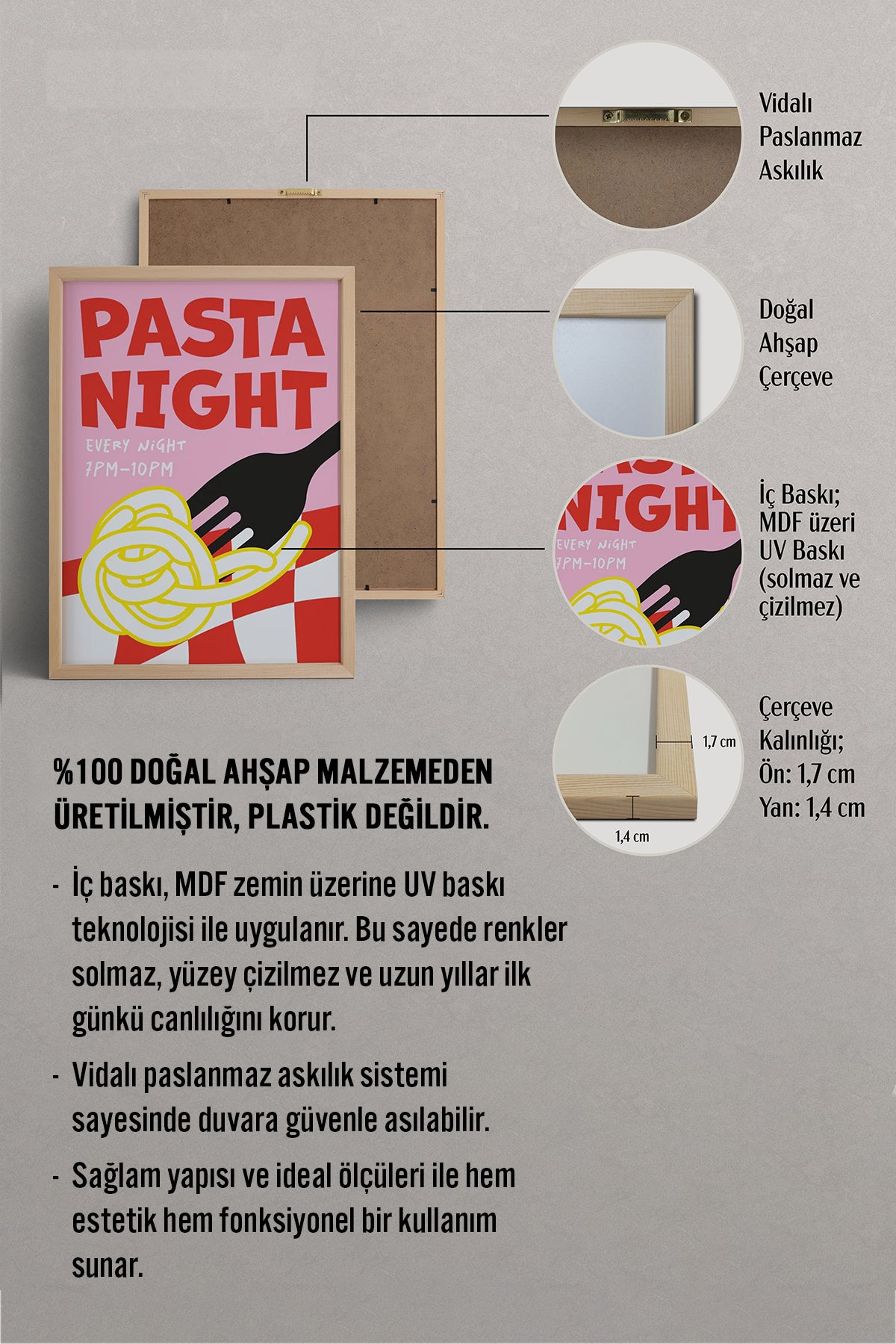 HOMEPACK Ahşap Çerçeveli Tablo Çerçeveli Poster Sanatsal Modern Duvar Dekoru BEK-8025