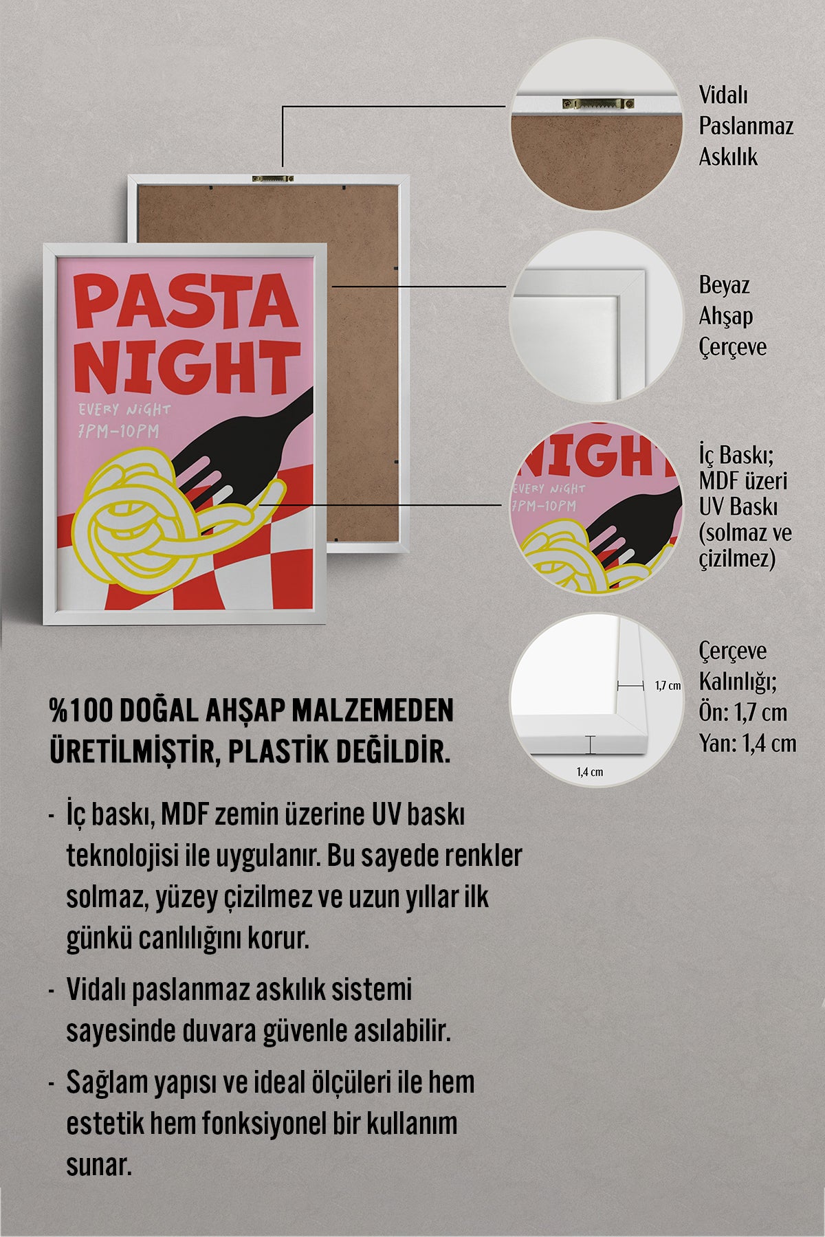 HOMEPACK Ahşap Çerçeveli Tablo Çerçeveli Poster Sanatsal Modern Duvar Dekoru BEK-8025