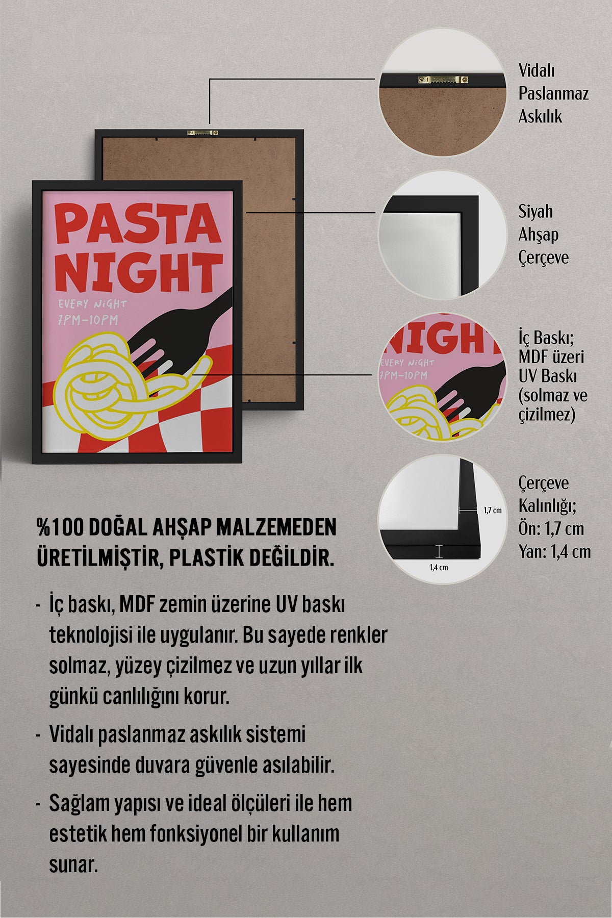 HOMEPACK Ahşap Çerçeveli Tablo Çerçeveli Poster Sanatsal Modern Duvar Dekoru BEK-8025