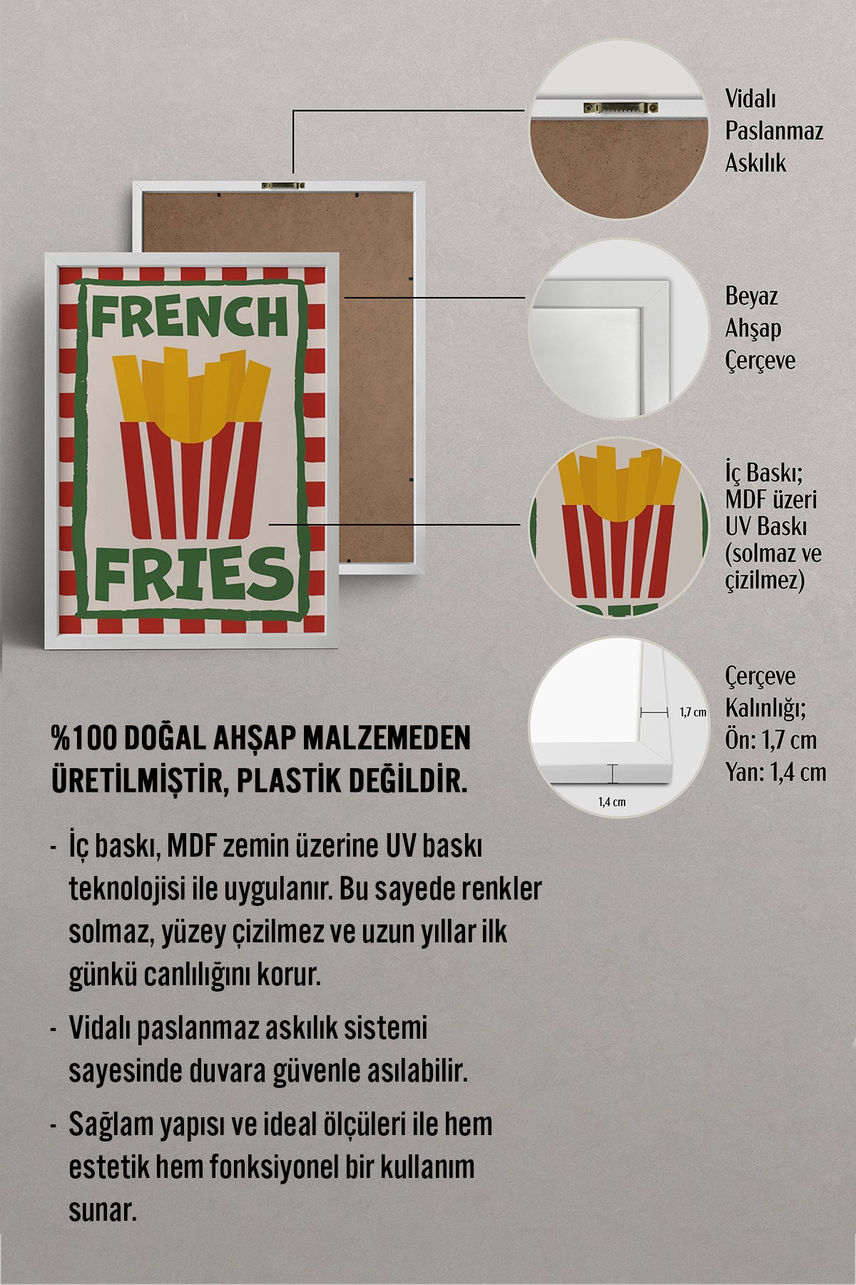 HOMEPACK Ahşap Çerçeveli Tablo Çerçeveli Poster Sanatsal Modern Duvar Dekoru BEK-8026