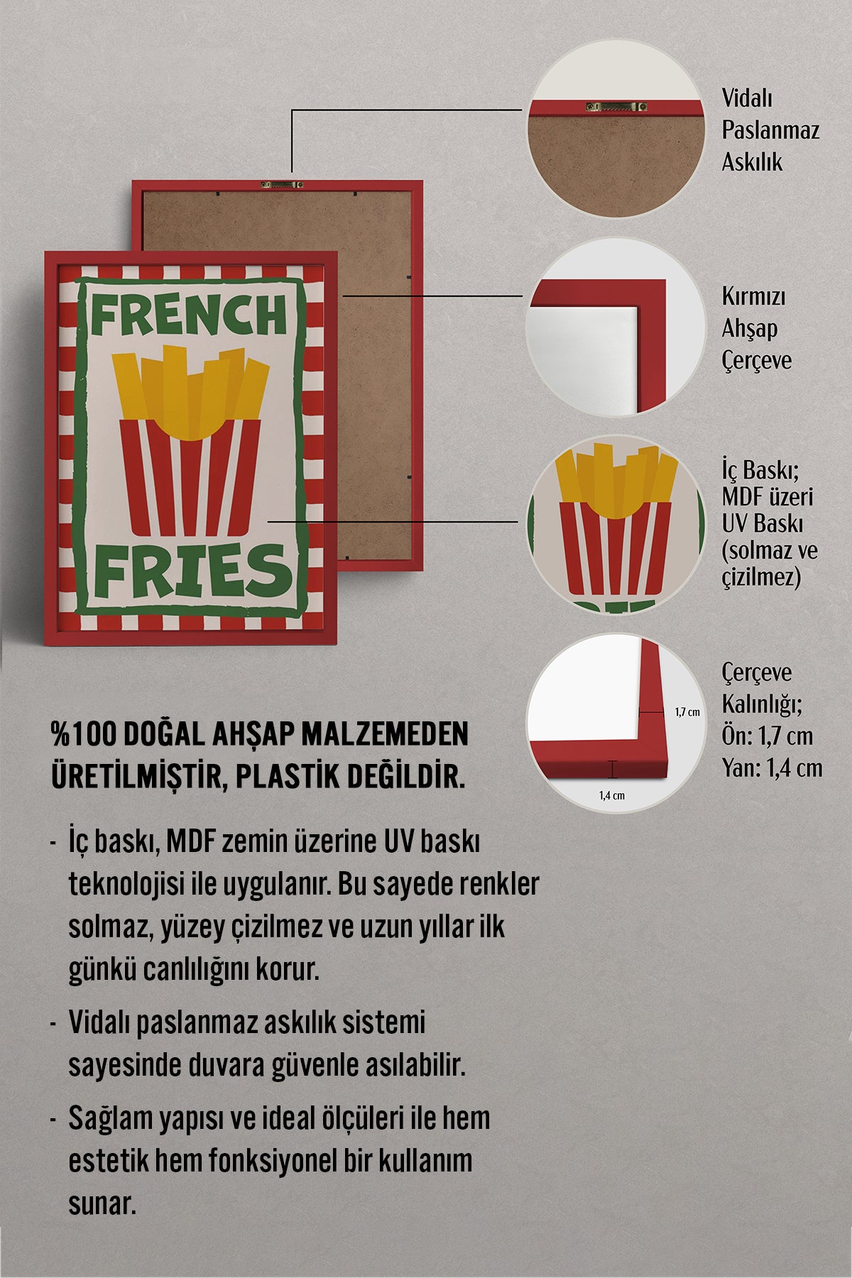 HOMEPACK Ahşap Çerçeveli Tablo Çerçeveli Poster Sanatsal Modern Duvar Dekoru BEK-8026