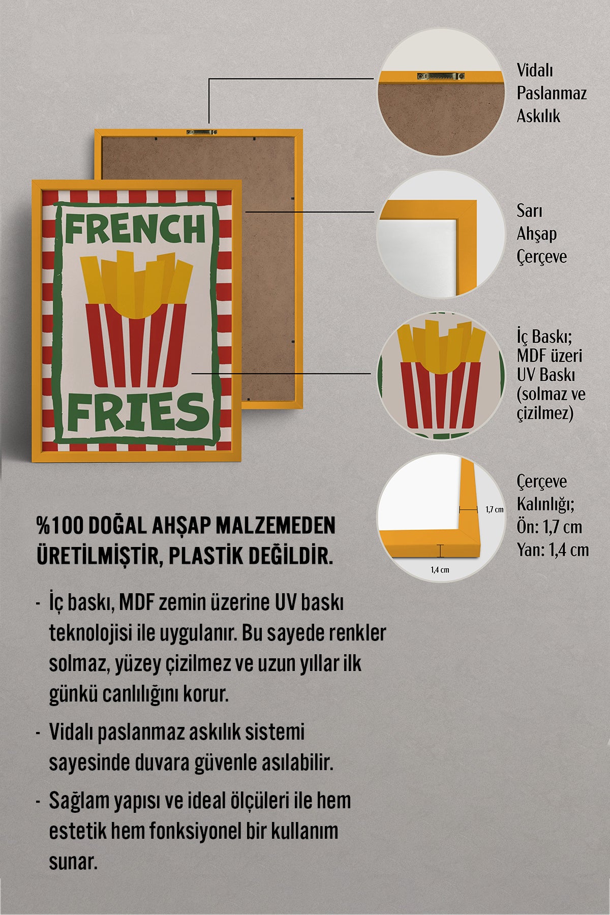 HOMEPACK Ahşap Çerçeveli Tablo Çerçeveli Poster Sanatsal Modern Duvar Dekoru BEK-8026