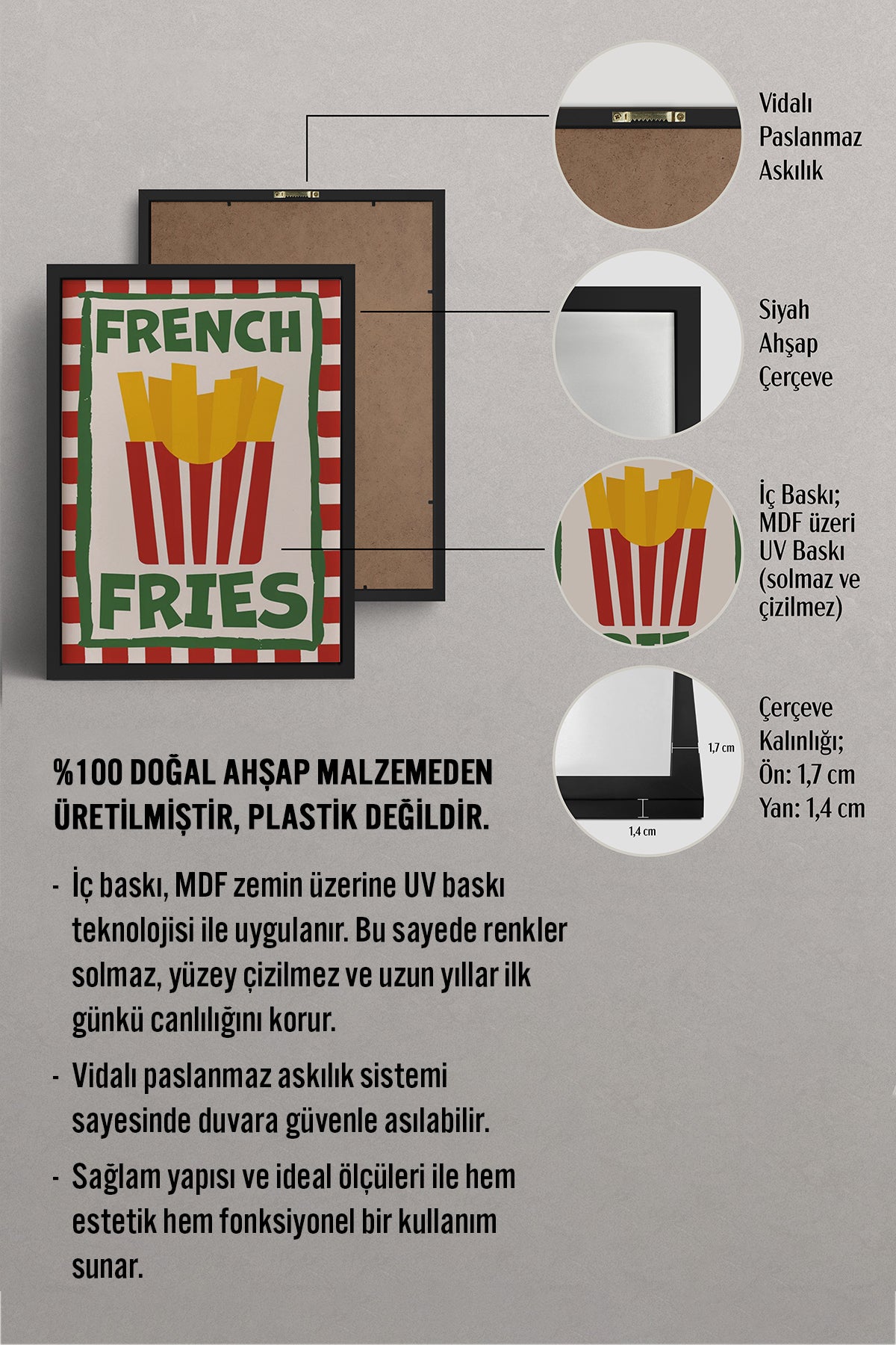 HOMEPACK Ahşap Çerçeveli Tablo Çerçeveli Poster Sanatsal Modern Duvar Dekoru BEK-8026