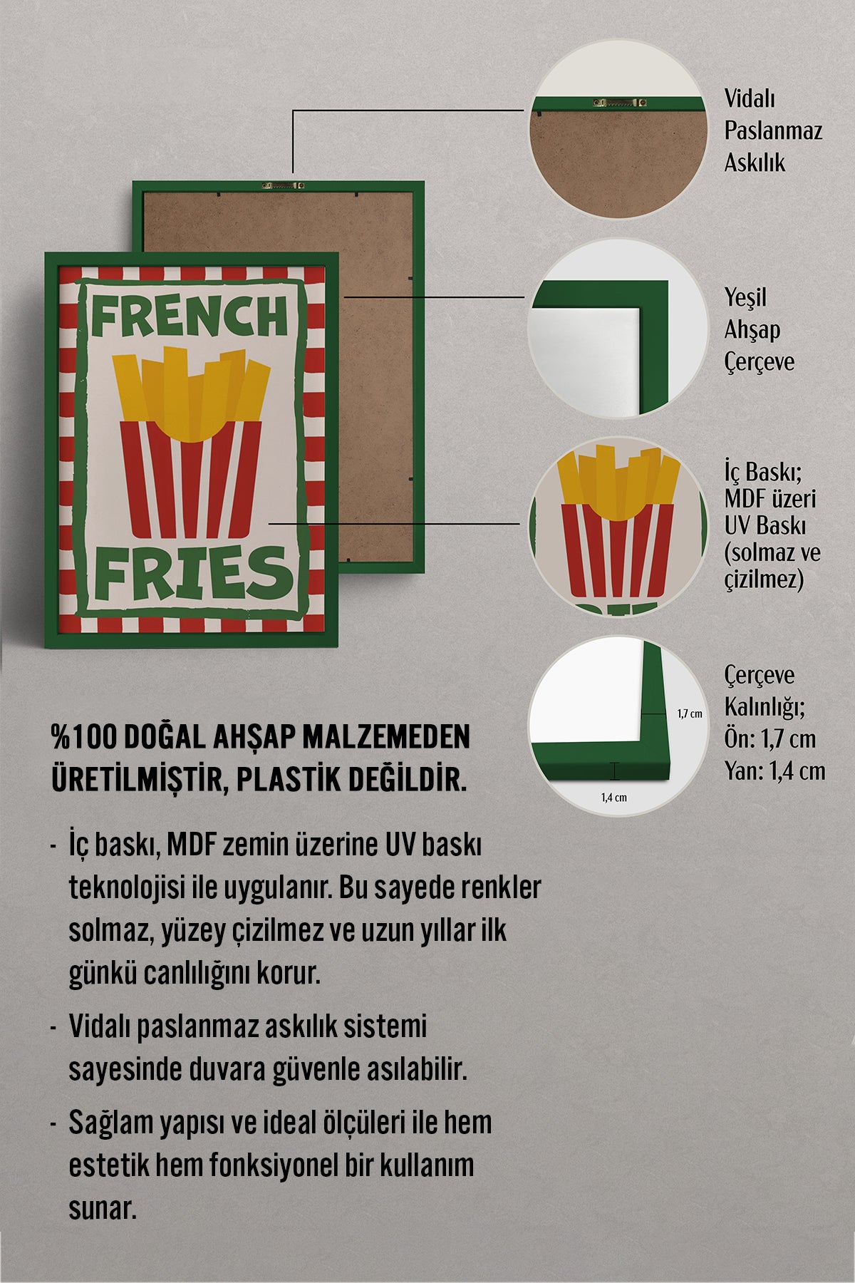 HOMEPACK Ahşap Çerçeveli Tablo Çerçeveli Poster Sanatsal Modern Duvar Dekoru BEK-8026
