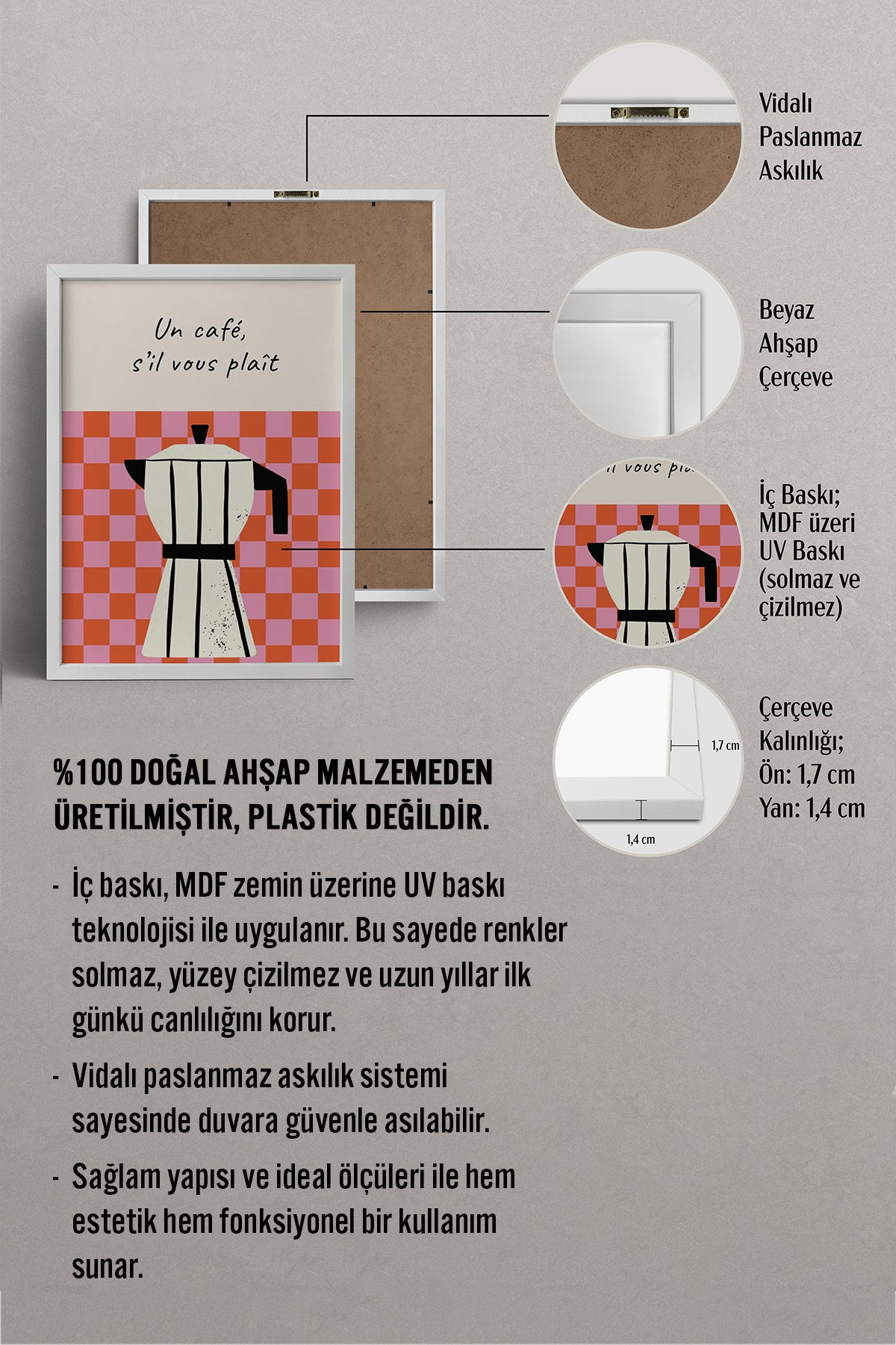 HOMEPACK Ahşap Çerçeveli Tablo Çerçeveli Poster Sanatsal Modern Duvar Dekoru BEK-8028