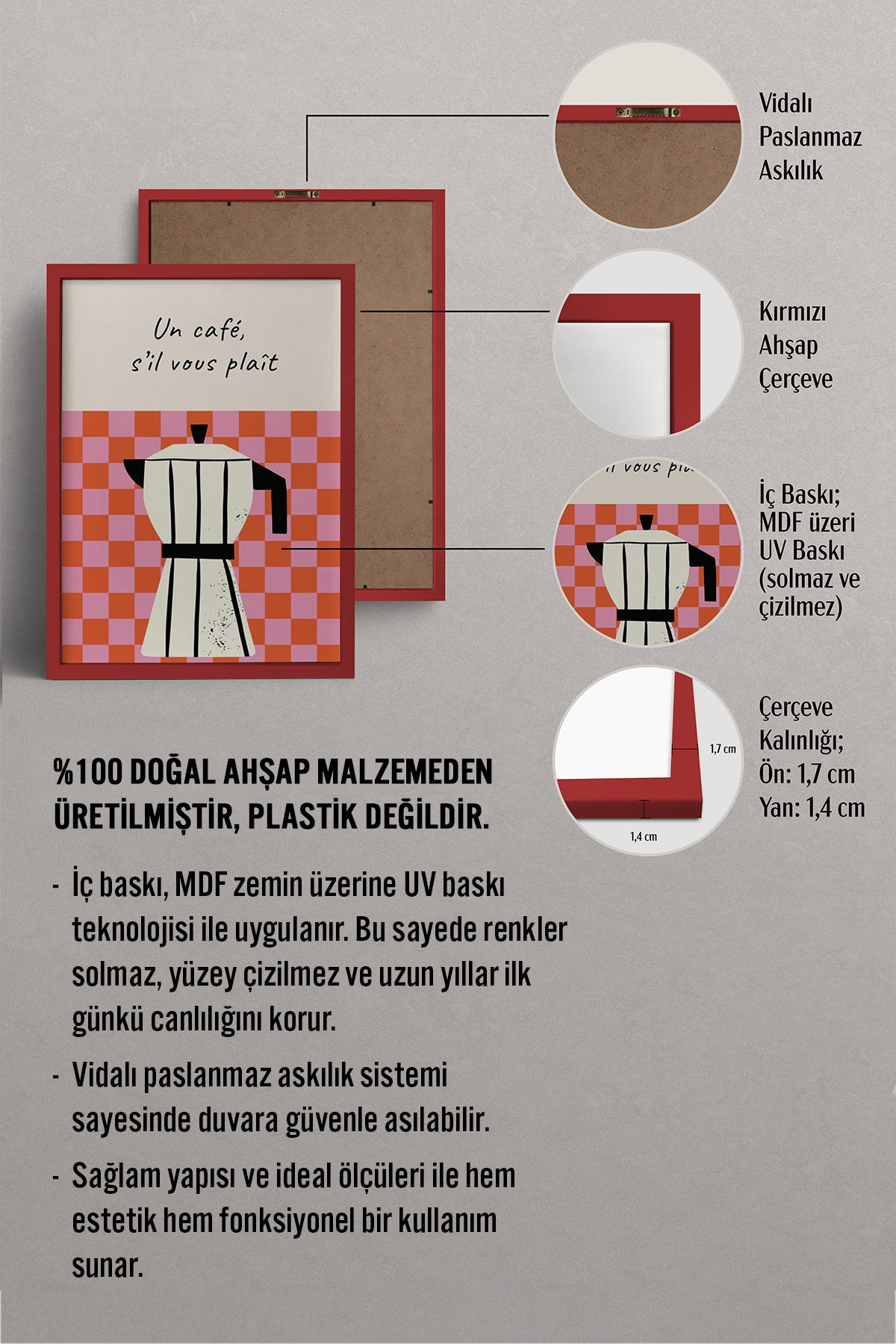 HOMEPACK Ahşap Çerçeveli Tablo Çerçeveli Poster Sanatsal Modern Duvar Dekoru BEK-8028