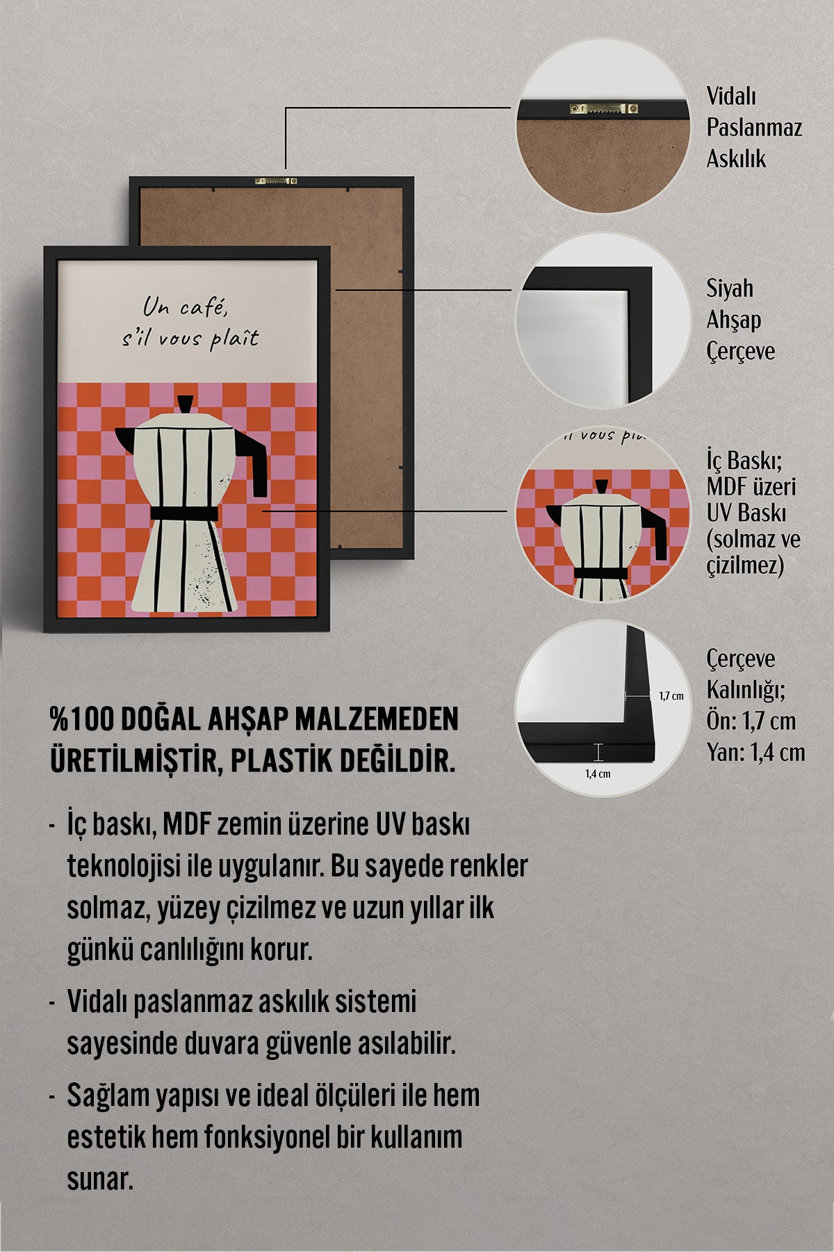 HOMEPACK Ahşap Çerçeveli Tablo Çerçeveli Poster Sanatsal Modern Duvar Dekoru BEK-8028