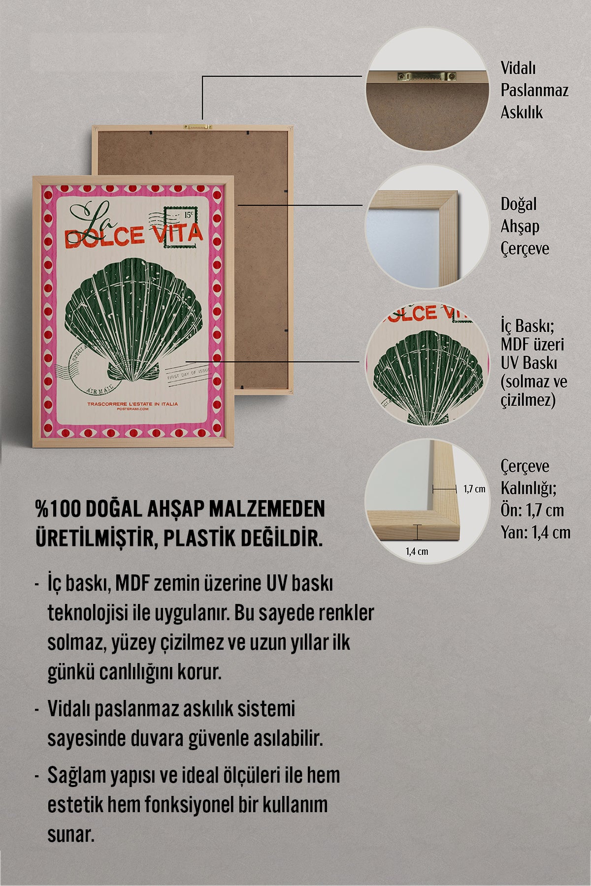 HOMEPACK Ahşap Çerçeveli Tablo Çerçeveli Poster Sanatsal Modern Duvar Dekoru BEK-8029