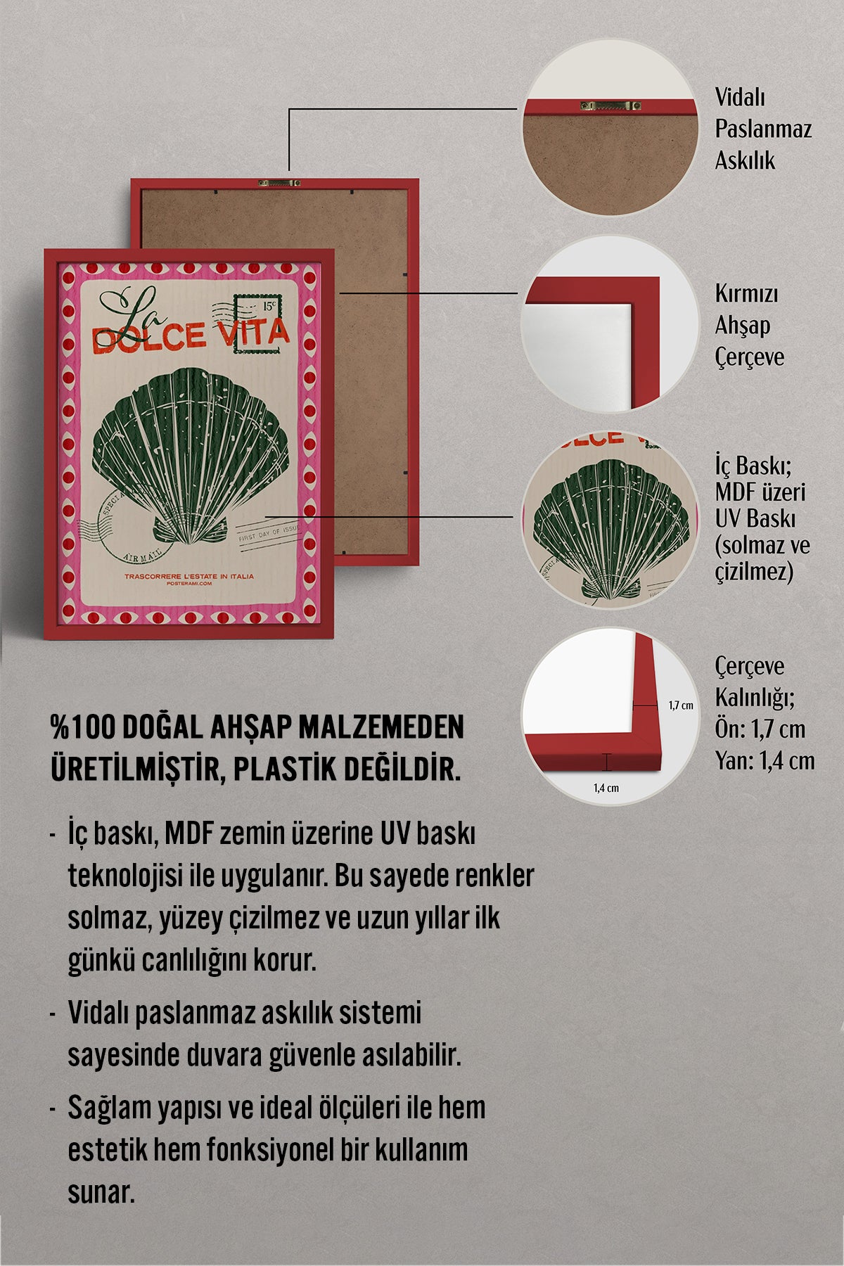 HOMEPACK Ahşap Çerçeveli Tablo Çerçeveli Poster Sanatsal Modern Duvar Dekoru BEK-8029