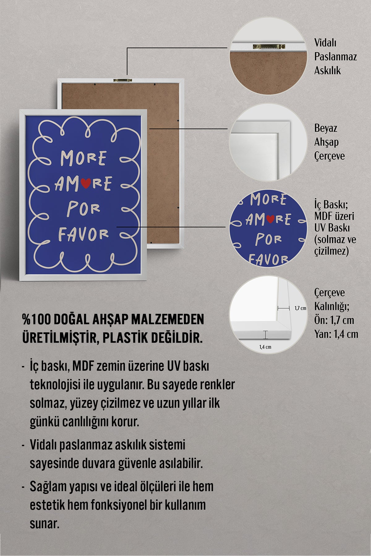 HOMEPACK Ahşap Çerçeveli Tablo Çerçeveli Poster Sanatsal Modern Duvar Dekoru BEK-8030