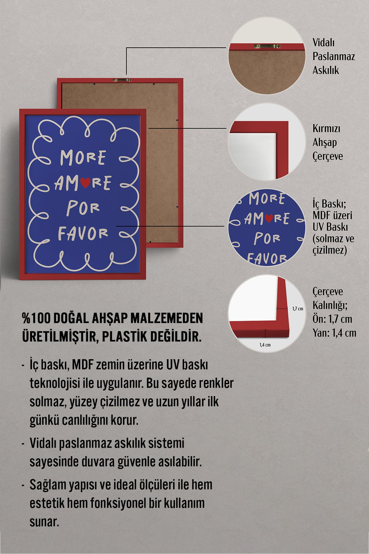 HOMEPACK Ahşap Çerçeveli Tablo Çerçeveli Poster Sanatsal Modern Duvar Dekoru BEK-8030