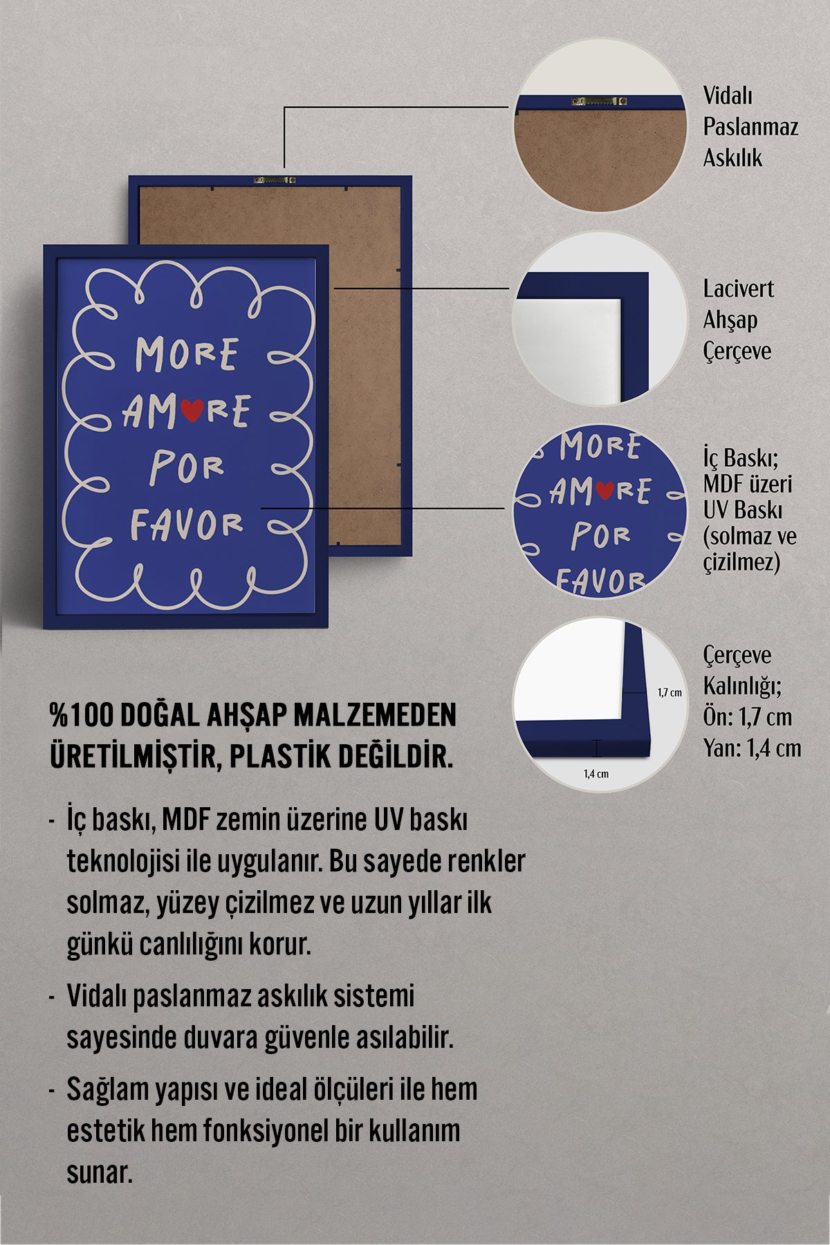 HOMEPACK Ahşap Çerçeveli Tablo Çerçeveli Poster Sanatsal Modern Duvar Dekoru BEK-8030