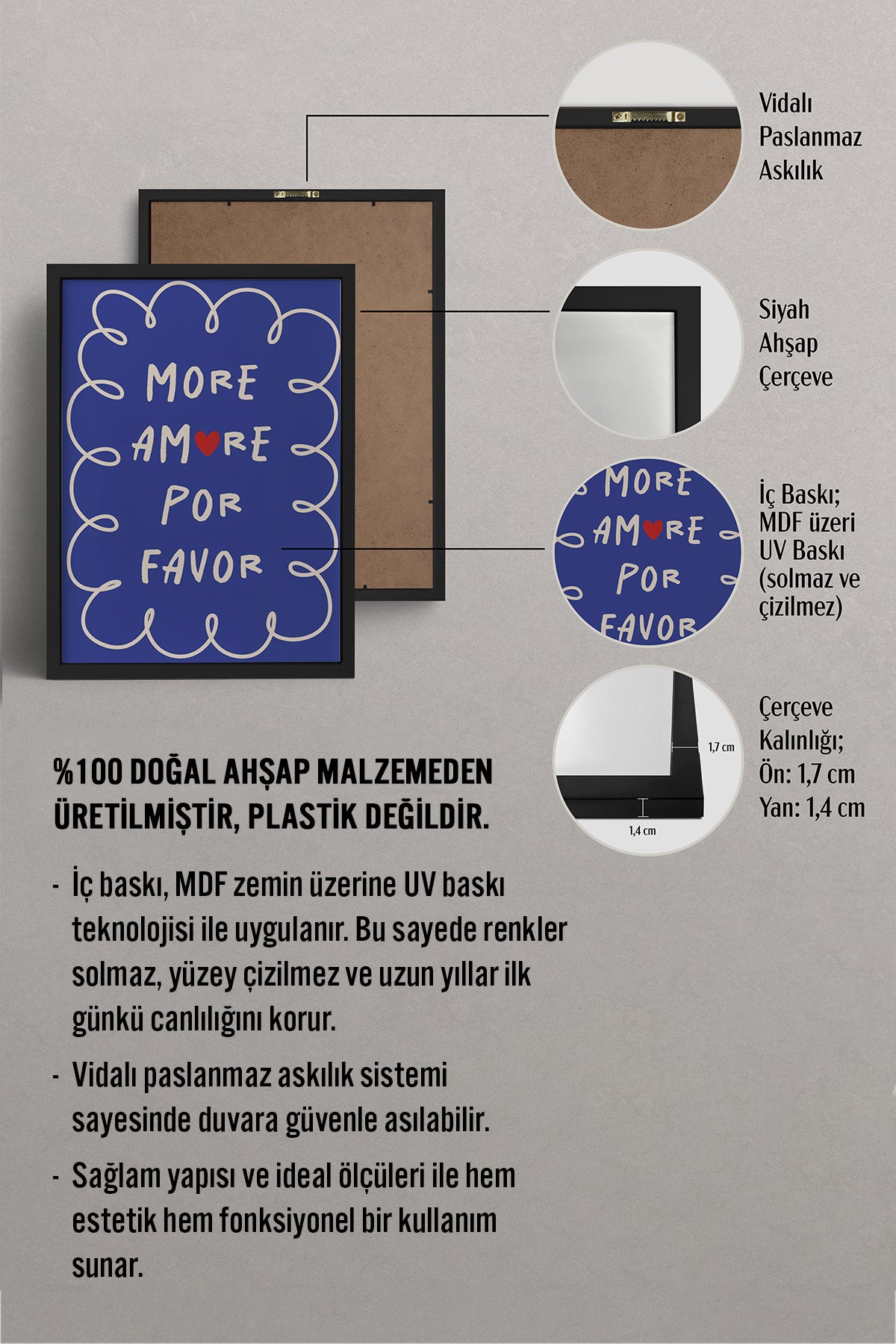 HOMEPACK Ahşap Çerçeveli Tablo Çerçeveli Poster Sanatsal Modern Duvar Dekoru BEK-8030