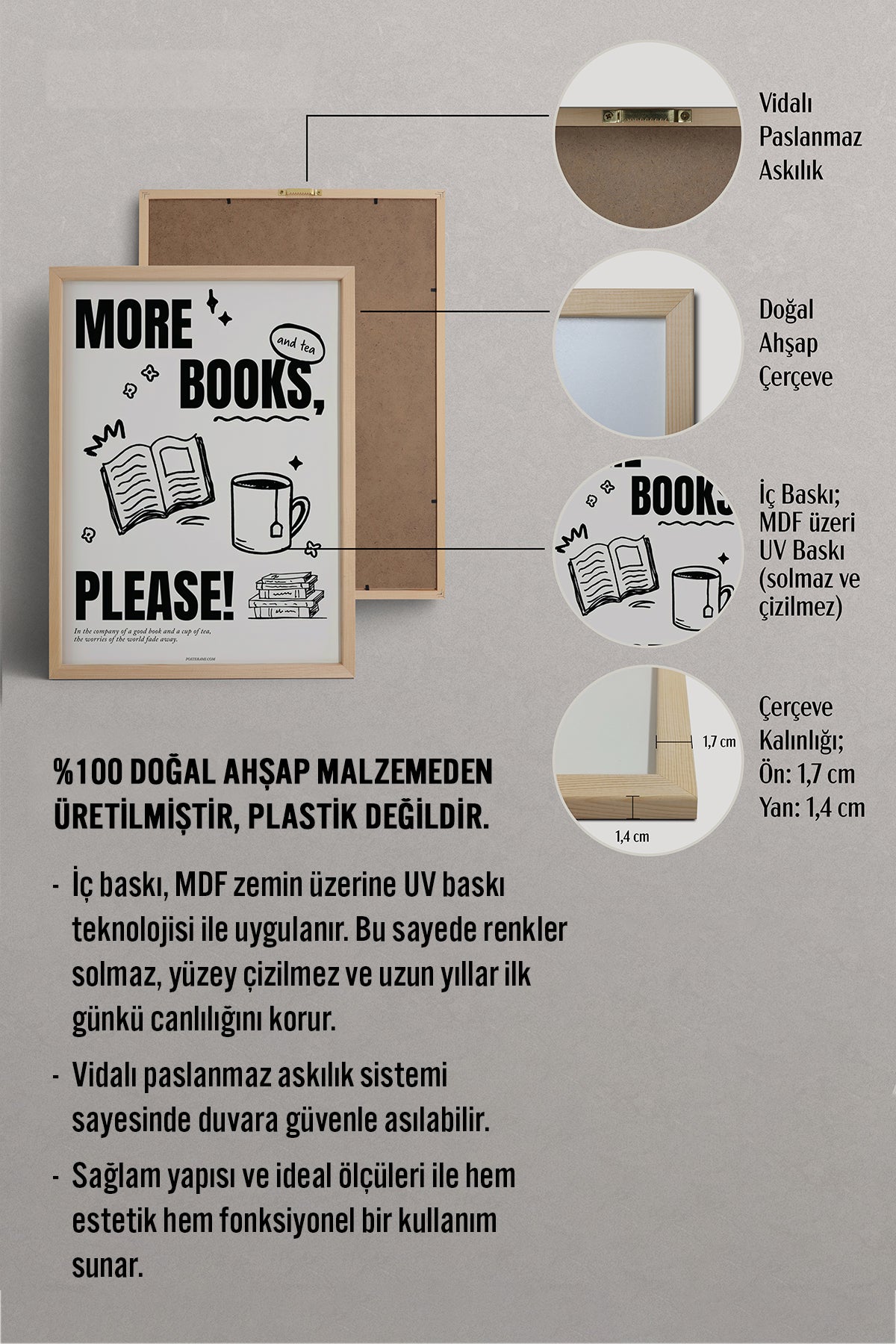 HOMEPACK Ahşap Çerçeveli Tablo Çerçeveli Poster Sanatsal Modern Duvar Dekoru BEK-8031