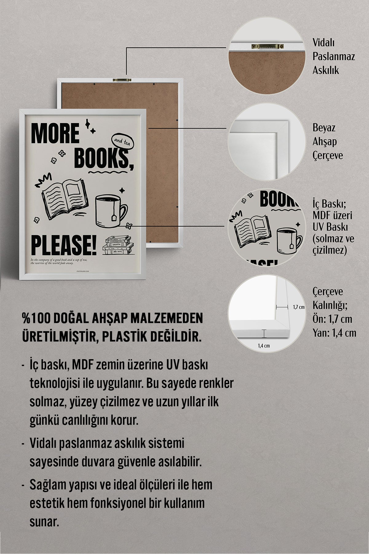 HOMEPACK Ahşap Çerçeveli Tablo Çerçeveli Poster Sanatsal Modern Duvar Dekoru BEK-8031