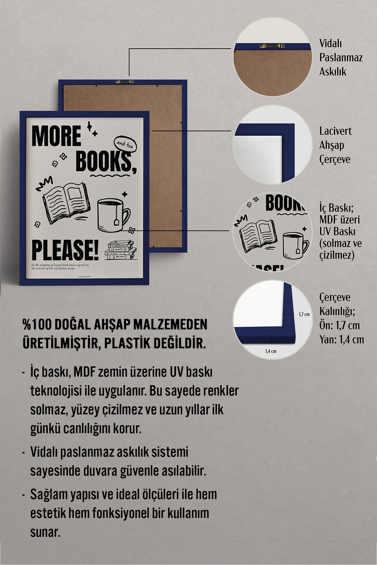 HOMEPACK Ahşap Çerçeveli Tablo Çerçeveli Poster Sanatsal Modern Duvar Dekoru BEK-8031