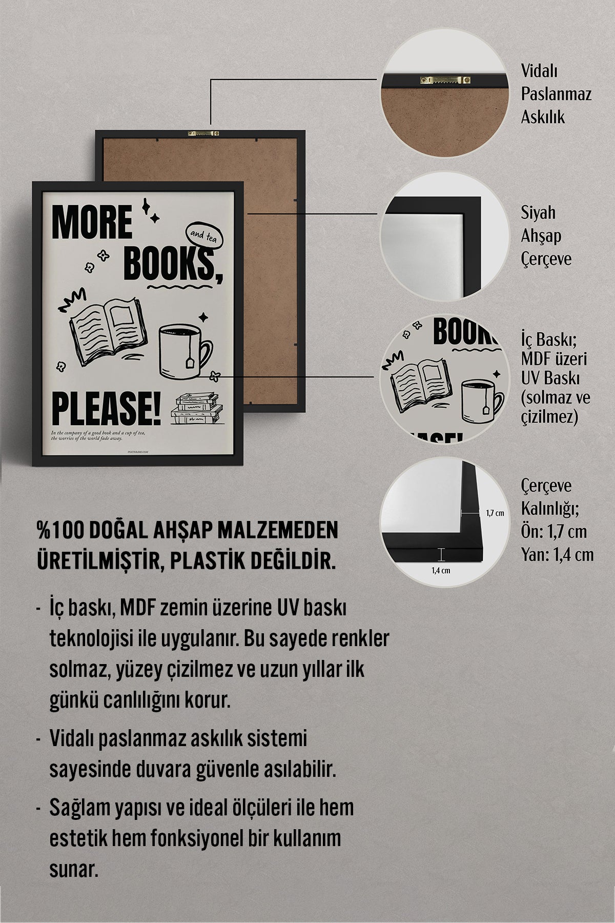 HOMEPACK Ahşap Çerçeveli Tablo Çerçeveli Poster Sanatsal Modern Duvar Dekoru BEK-8031