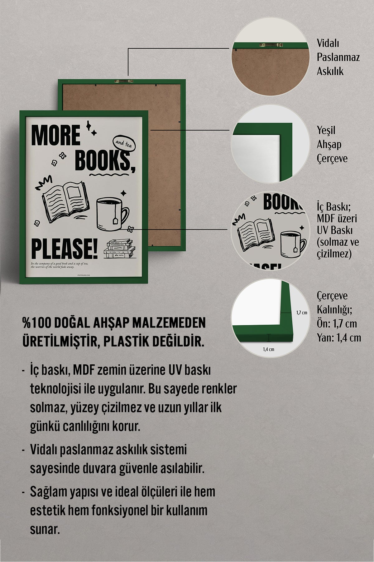 HOMEPACK Ahşap Çerçeveli Tablo Çerçeveli Poster Sanatsal Modern Duvar Dekoru BEK-8031