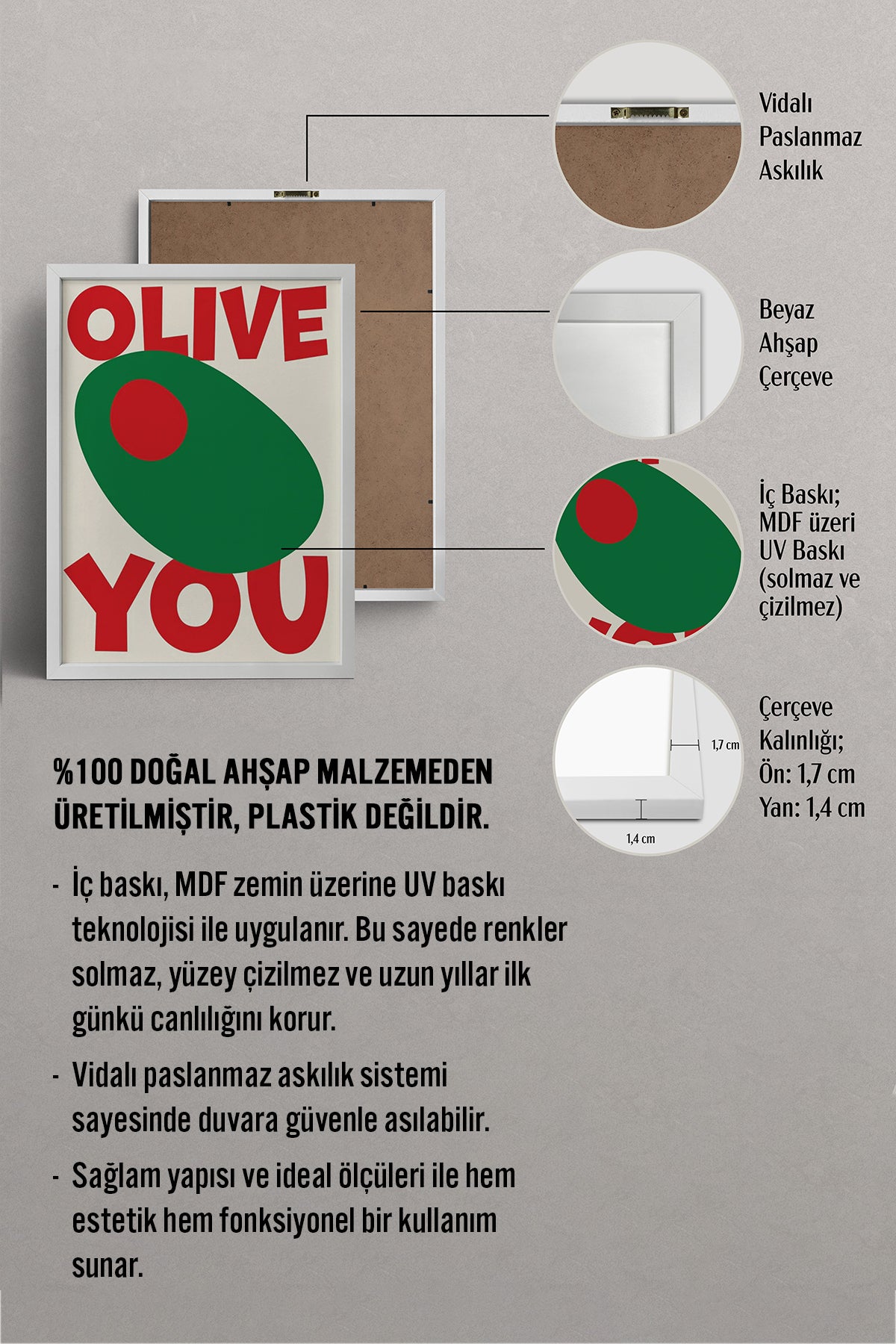 HOMEPACK Ahşap Çerçeveli Tablo Çerçeveli Poster Sanatsal Modern Duvar Dekoru BEK-8032