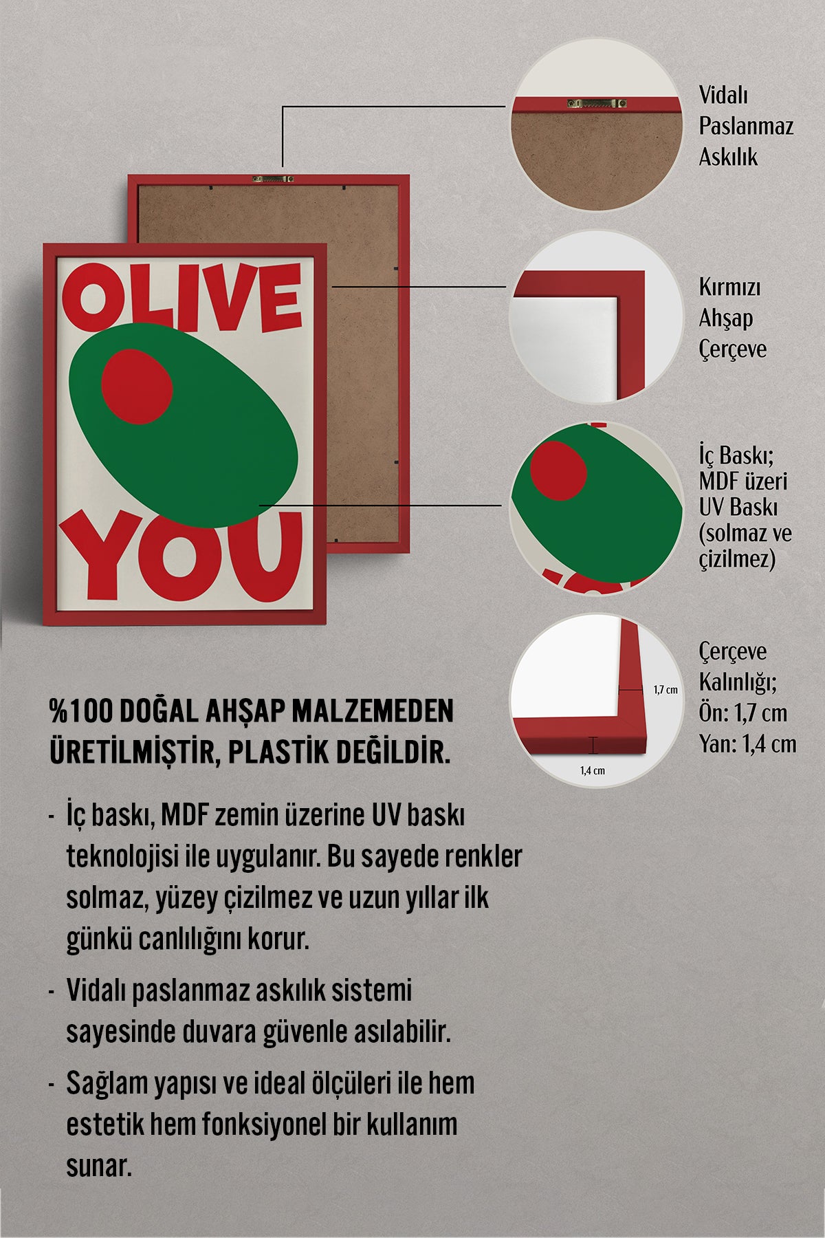 HOMEPACK Ahşap Çerçeveli Tablo Çerçeveli Poster Sanatsal Modern Duvar Dekoru BEK-8032
