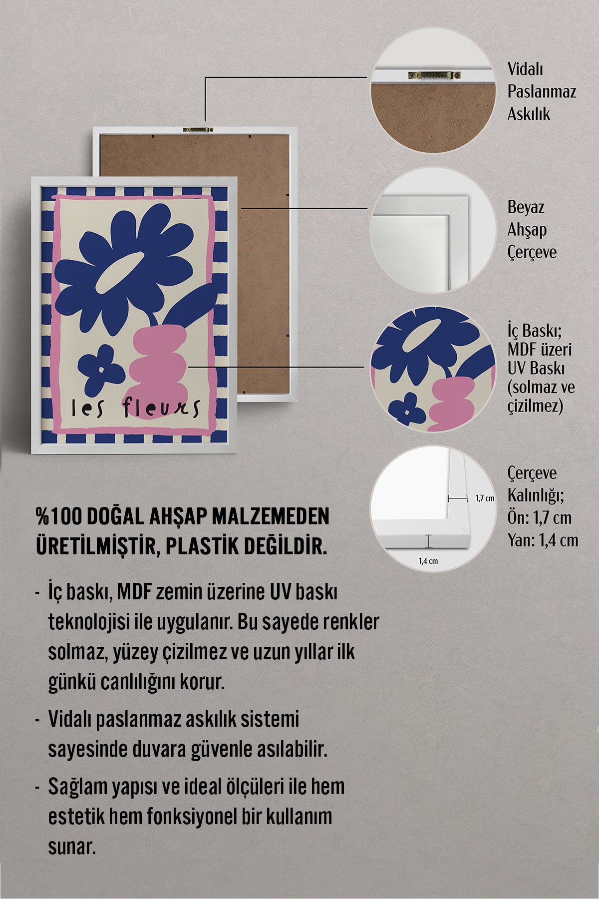 HOMEPACK Ahşap Çerçeveli Tablo Çerçeveli Poster Sanatsal Modern Duvar Dekoru BEK-8033