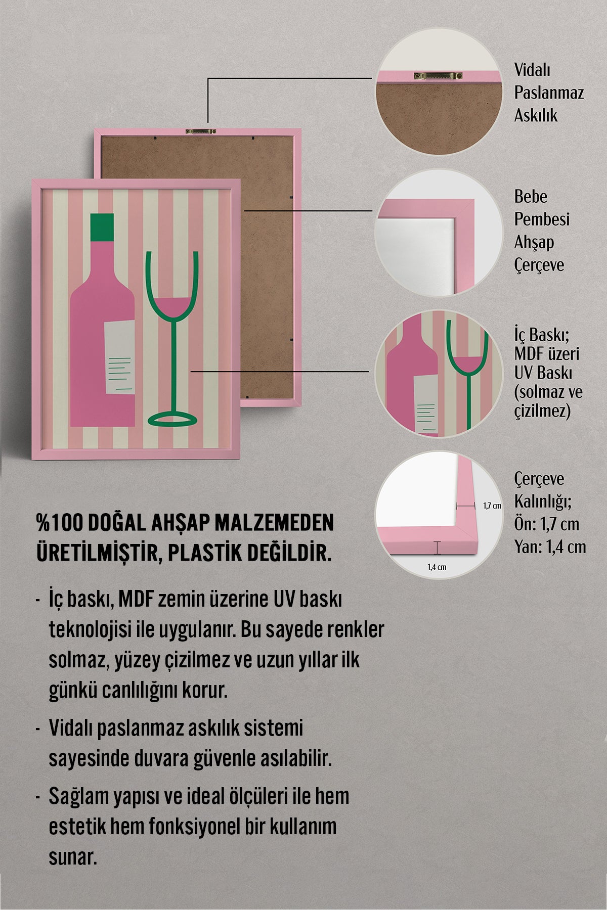 HOMEPACK Ahşap Çerçeveli Tablo Çerçeveli Poster Sanatsal Modern Duvar Dekoru BEK-8034