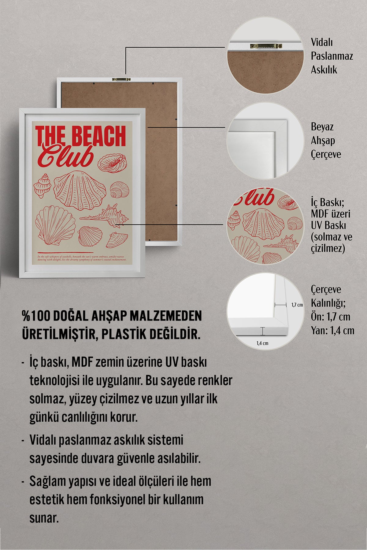 HOMEPACK Ahşap Çerçeveli Tablo Çerçeveli Poster Sanatsal Modern Duvar Dekoru BEK-8035