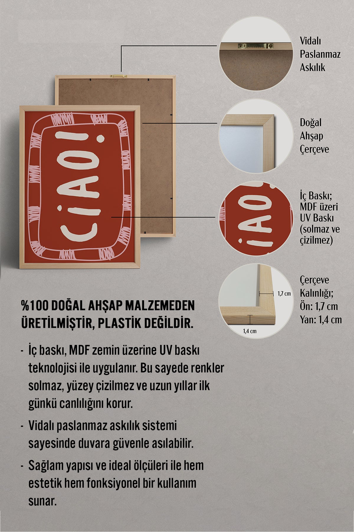HOMEPACK Ahşap Çerçeveli Tablo Çerçeveli Poster Sanatsal Modern Duvar Dekoru BEK-8036