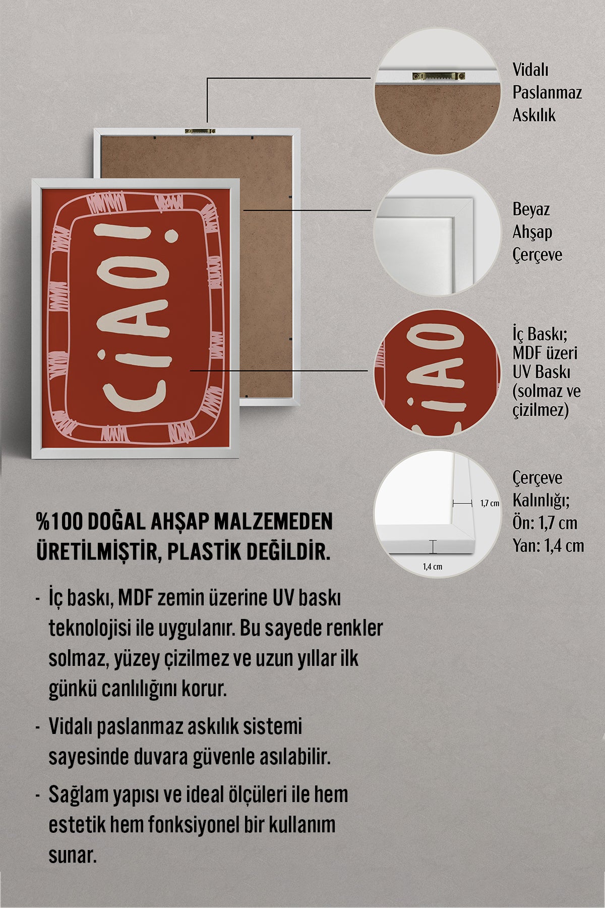 HOMEPACK Ahşap Çerçeveli Tablo Çerçeveli Poster Sanatsal Modern Duvar Dekoru BEK-8036