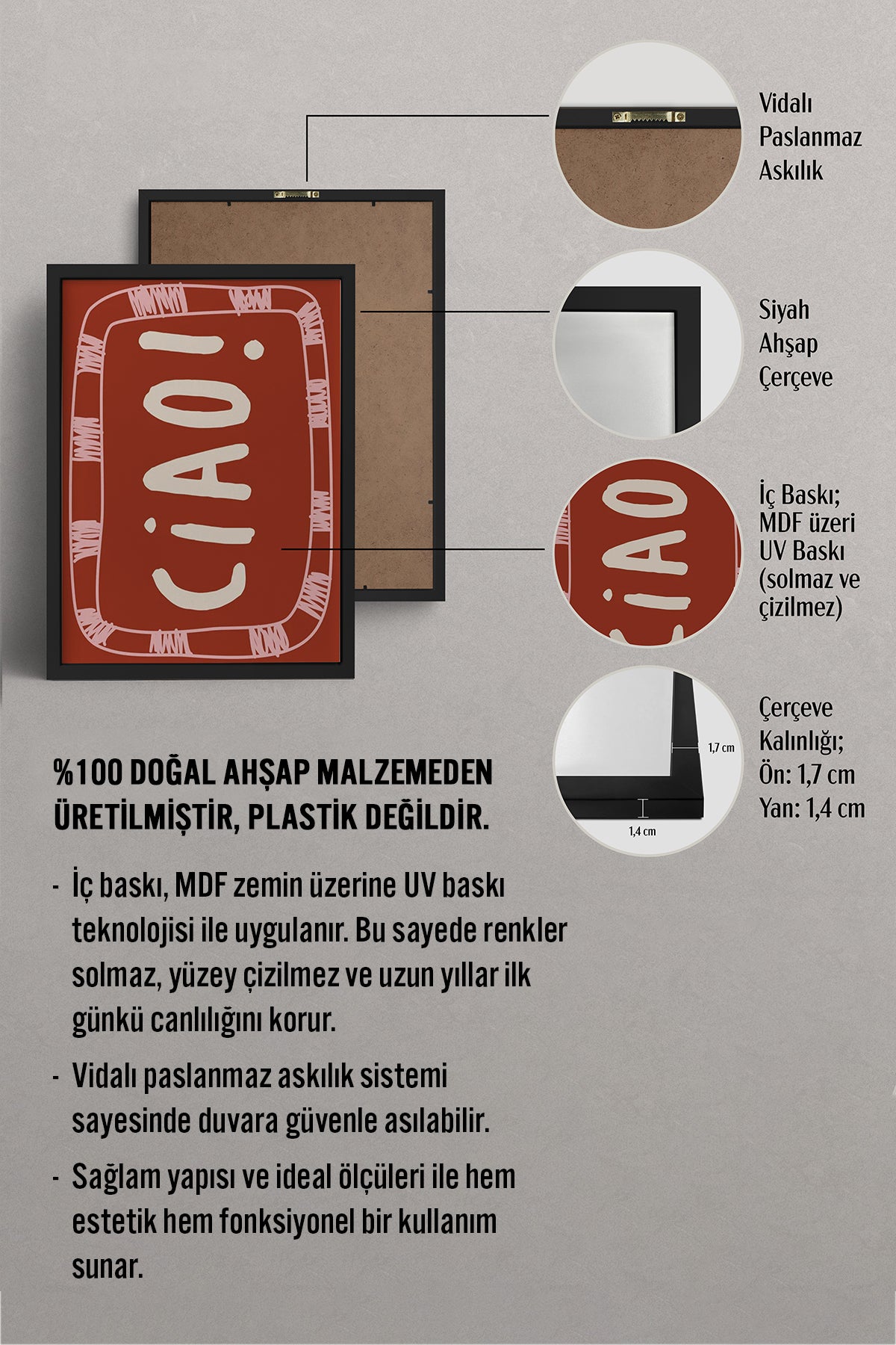 HOMEPACK Ahşap Çerçeveli Tablo Çerçeveli Poster Sanatsal Modern Duvar Dekoru BEK-8036
