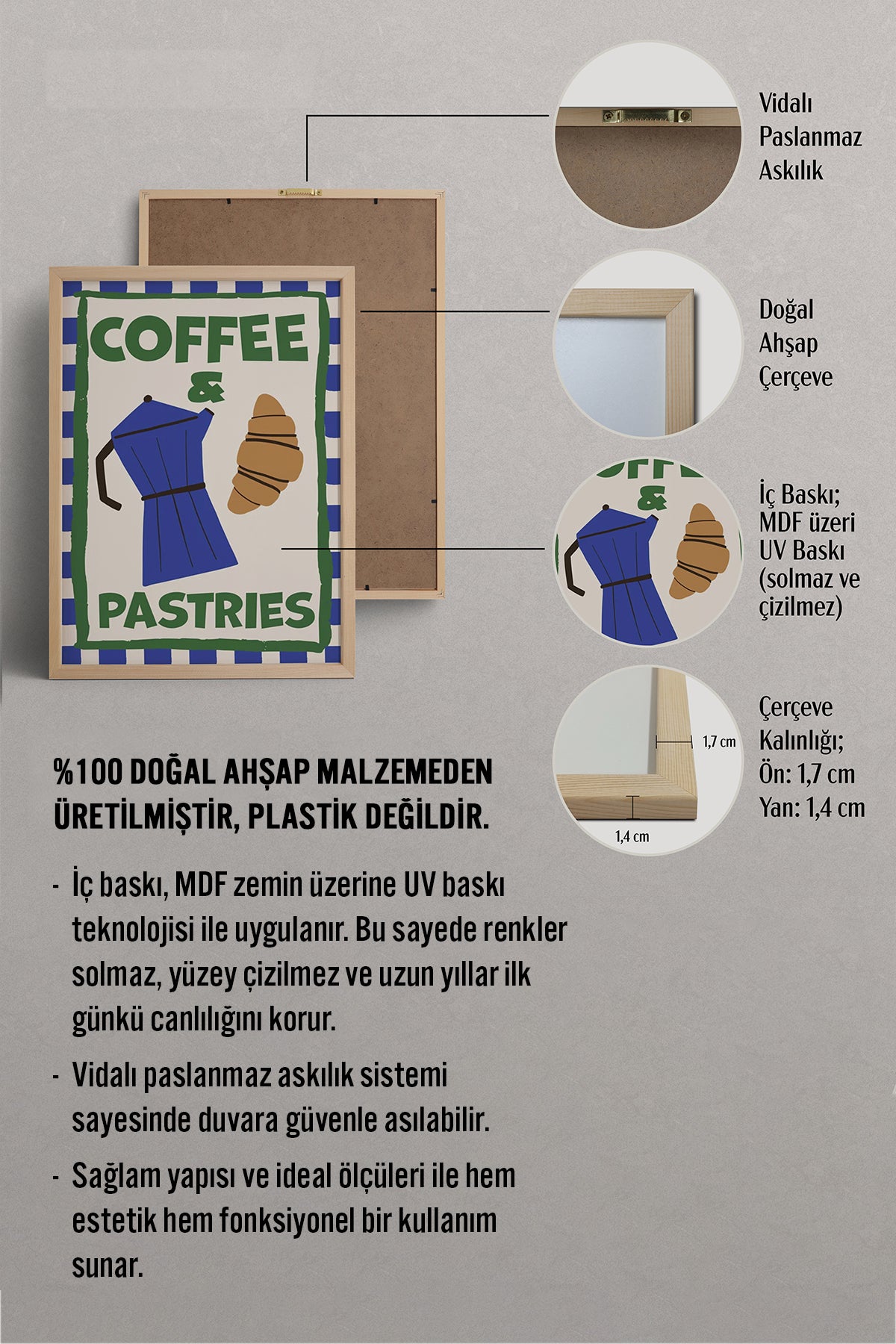 HOMEPACK Ahşap Çerçeveli Tablo Çerçeveli Poster Sanatsal Modern Duvar Dekoru BEK-8037