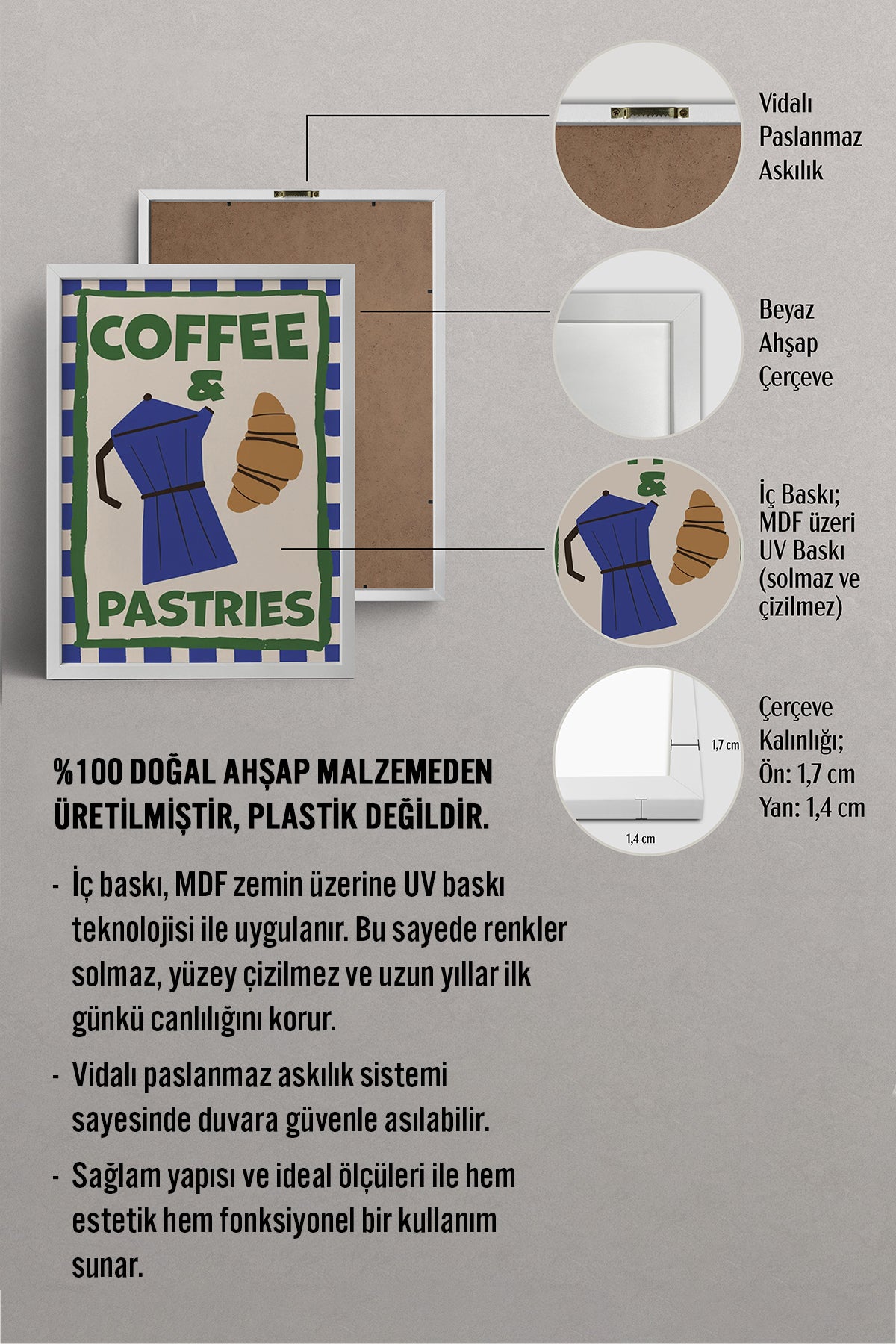 HOMEPACK Ahşap Çerçeveli Tablo Çerçeveli Poster Sanatsal Modern Duvar Dekoru BEK-8037