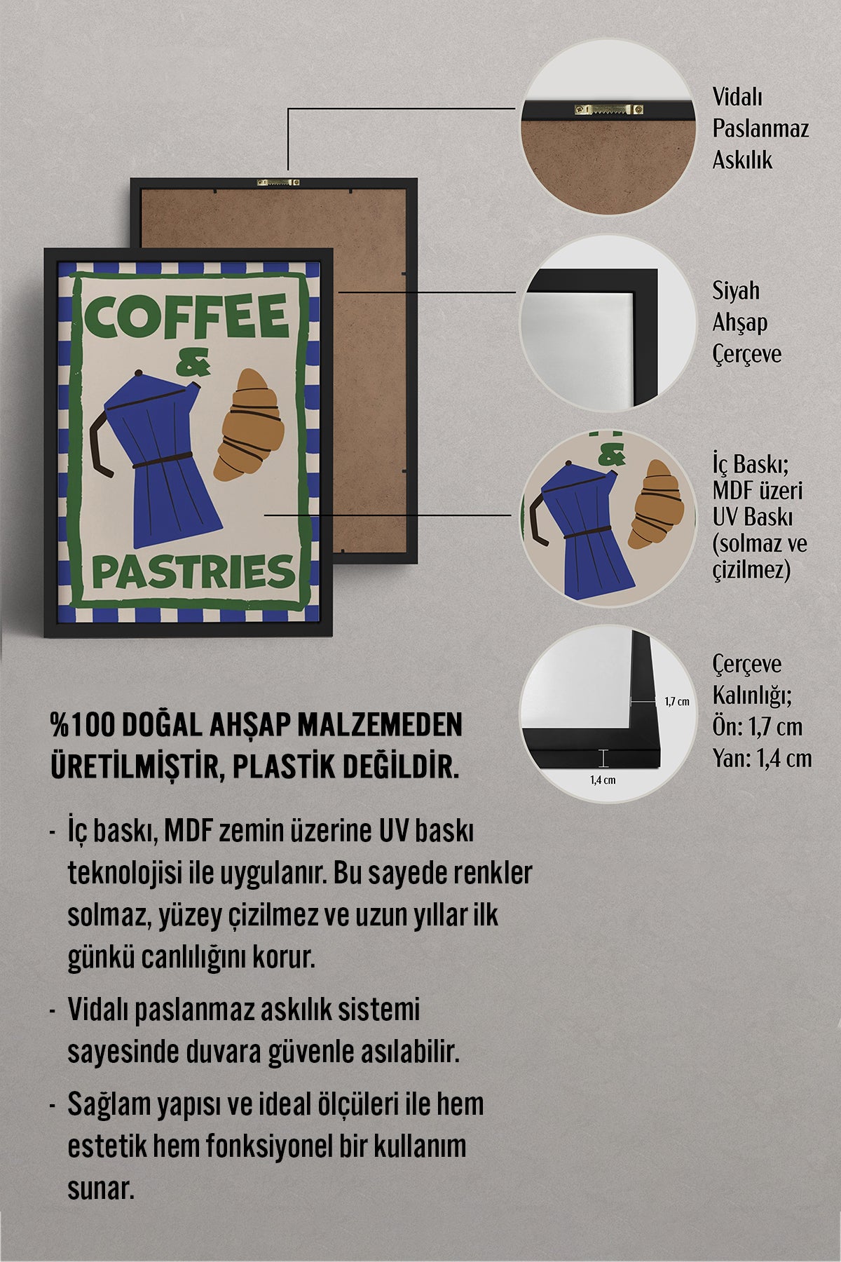 HOMEPACK Ahşap Çerçeveli Tablo Çerçeveli Poster Sanatsal Modern Duvar Dekoru BEK-8037