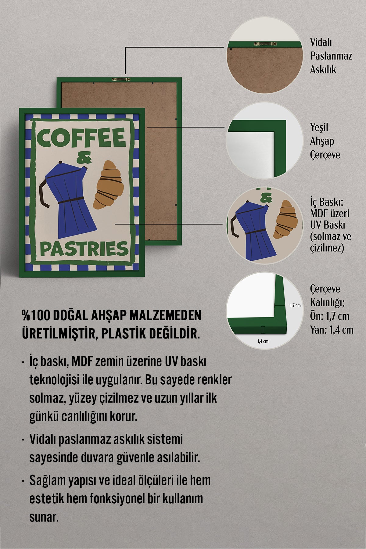 HOMEPACK Ahşap Çerçeveli Tablo Çerçeveli Poster Sanatsal Modern Duvar Dekoru BEK-8037