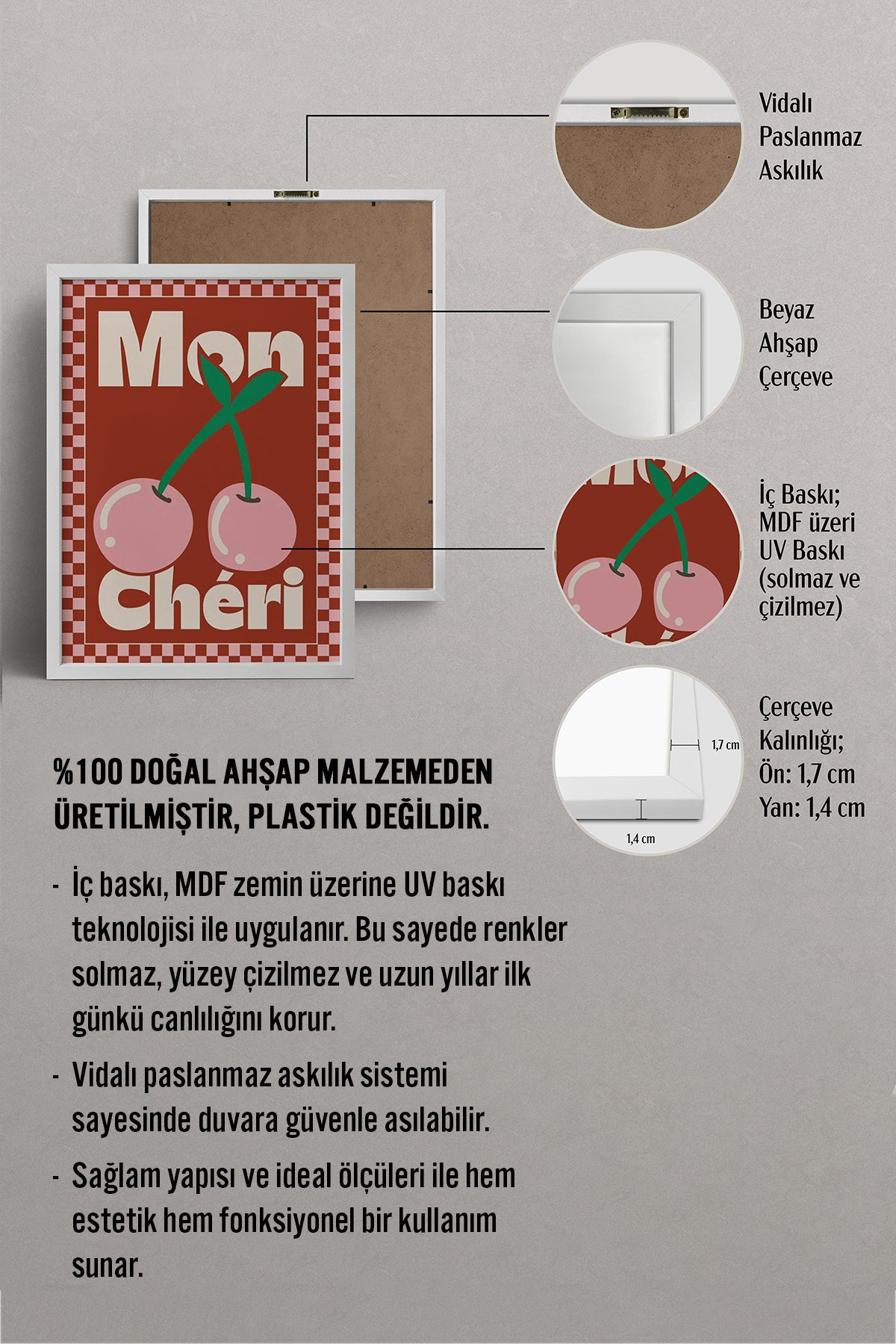 HOMEPACK Ahşap Çerçeveli Tablo Çerçeveli Poster Sanatsal Modern Duvar Dekoru BEK-8038