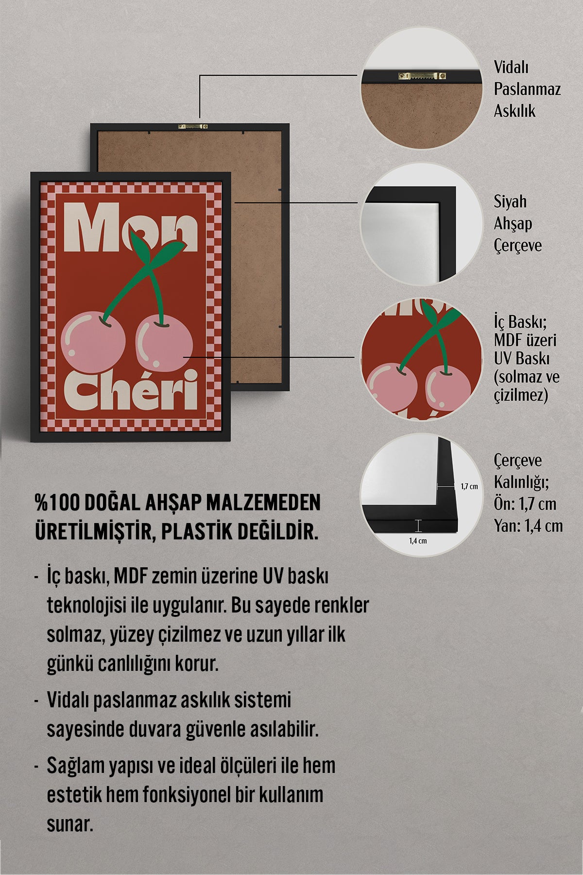 HOMEPACK Ahşap Çerçeveli Tablo Çerçeveli Poster Sanatsal Modern Duvar Dekoru BEK-8038