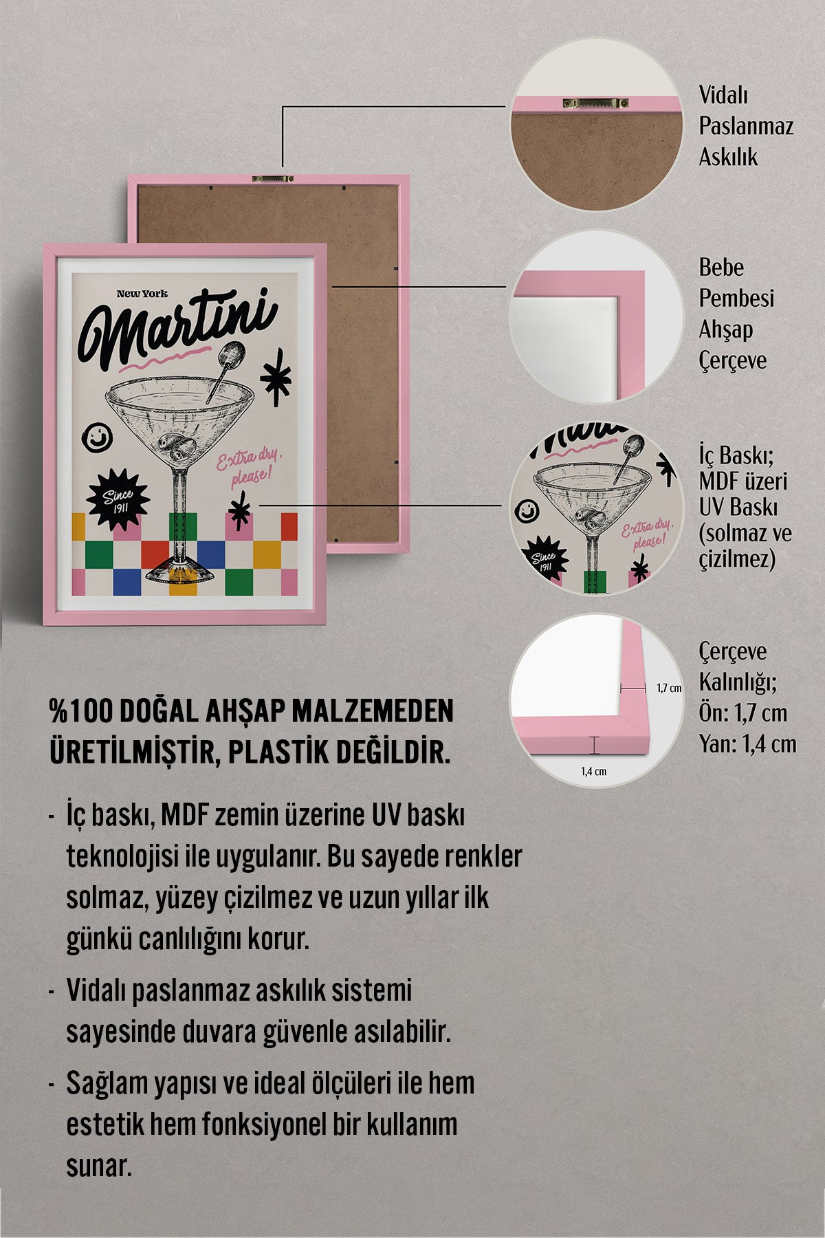 HOMEPACK Ahşap Çerçeveli Tablo Çerçeveli Poster Sanatsal Modern Duvar Dekoru BEK-8039
