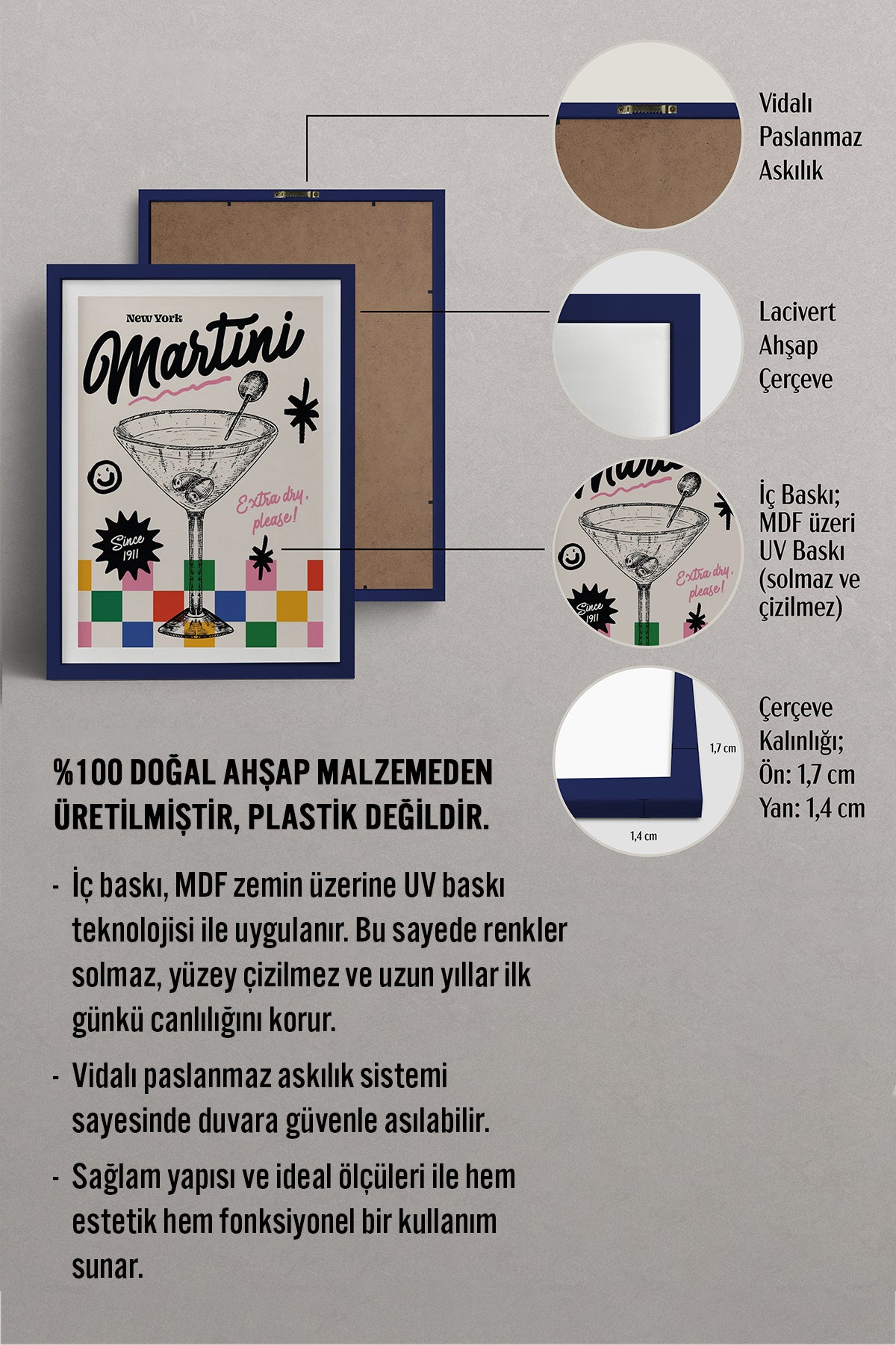 HOMEPACK Ahşap Çerçeveli Tablo Çerçeveli Poster Sanatsal Modern Duvar Dekoru BEK-8039