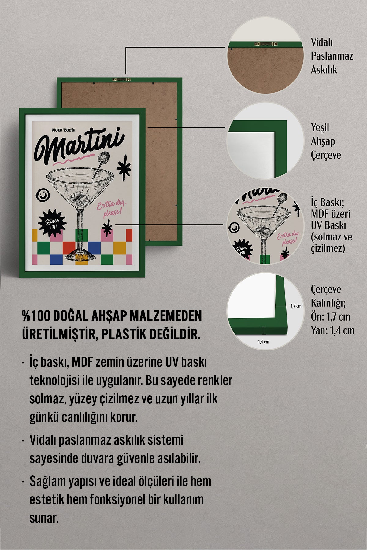 HOMEPACK Ahşap Çerçeveli Tablo Çerçeveli Poster Sanatsal Modern Duvar Dekoru BEK-8039