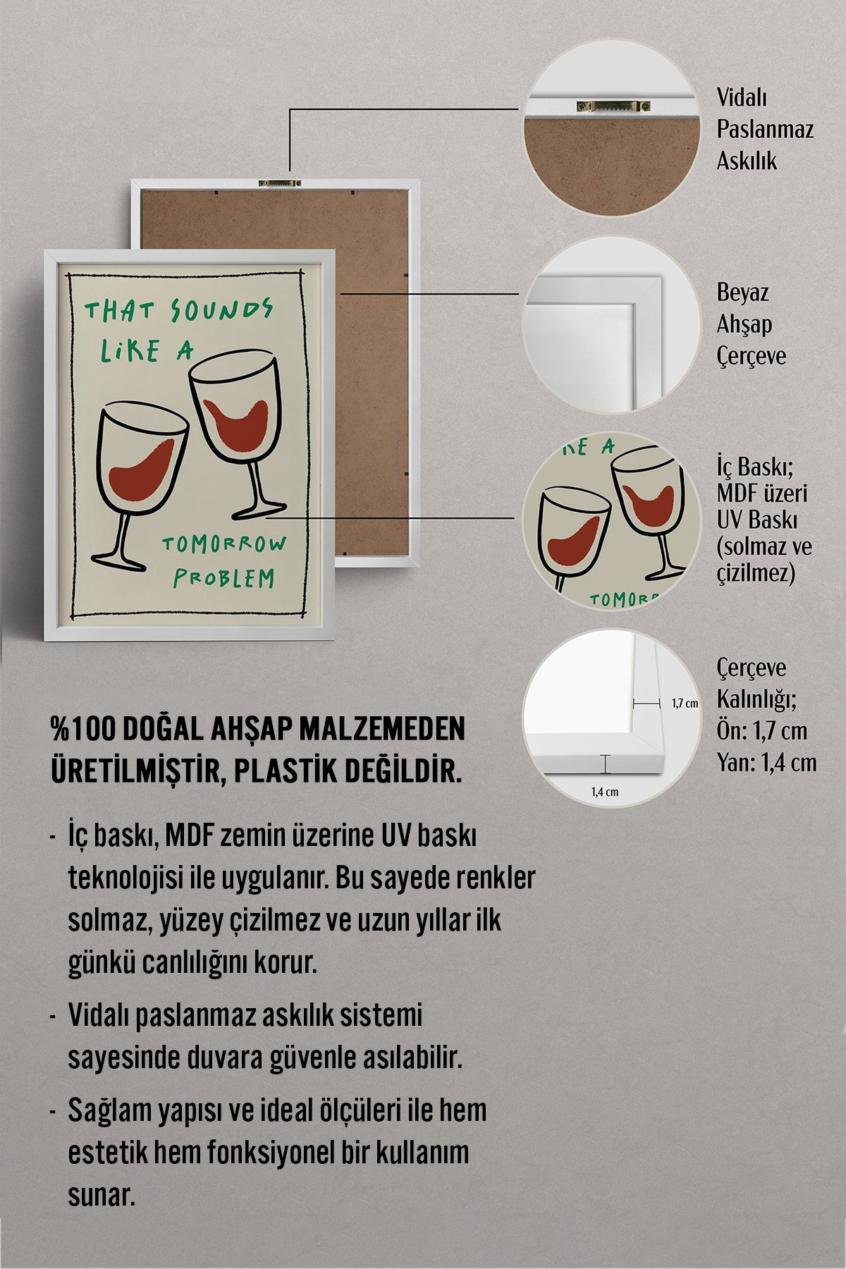 HOMEPACK Ahşap Çerçeveli Tablo Çerçeveli Poster Sanatsal Modern Duvar Dekoru BEK-8040