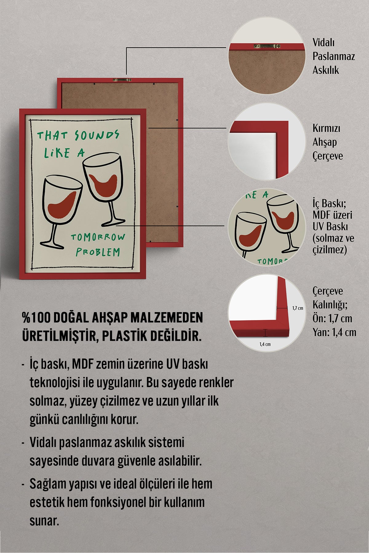 HOMEPACK Ahşap Çerçeveli Tablo Çerçeveli Poster Sanatsal Modern Duvar Dekoru BEK-8040