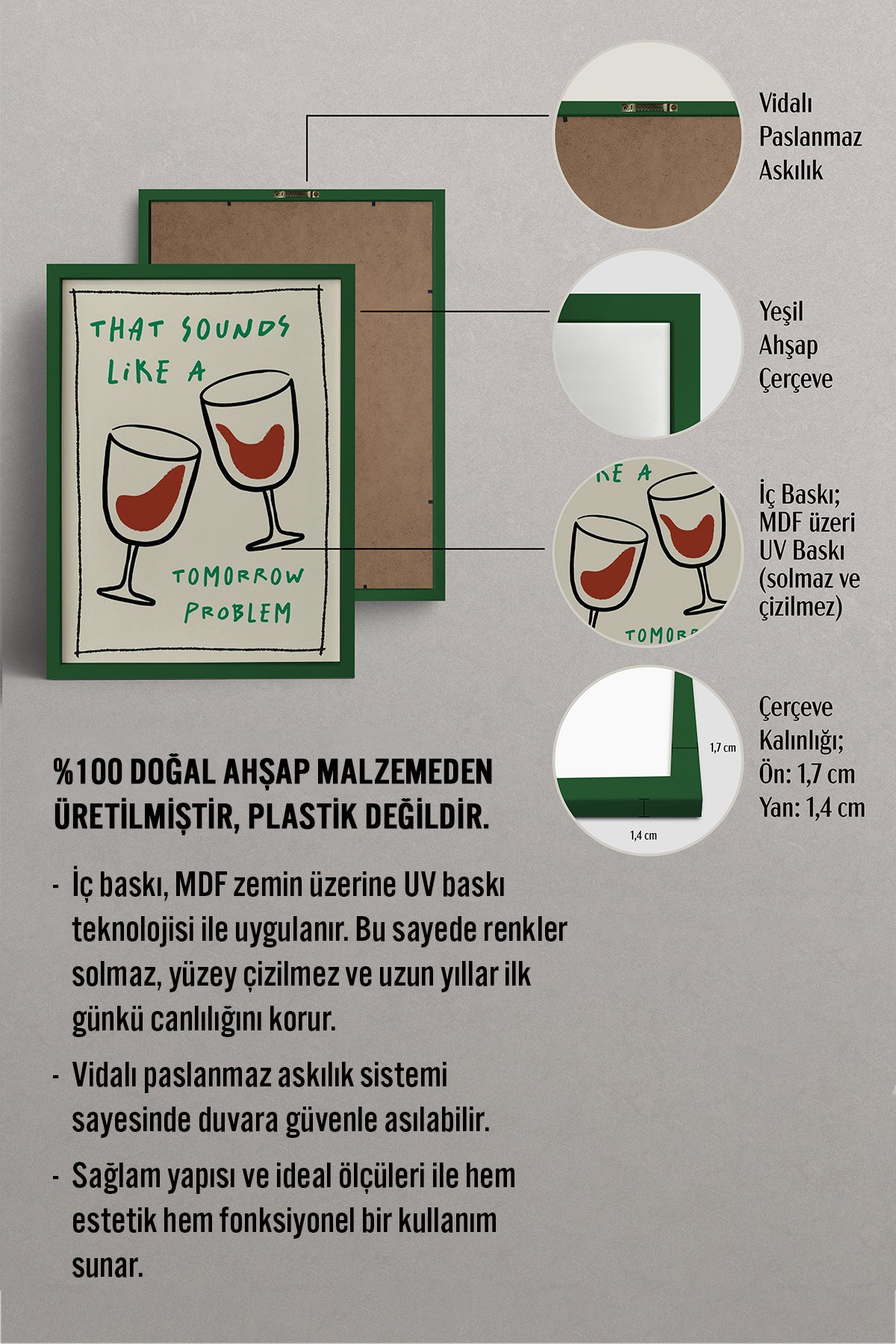 HOMEPACK Ahşap Çerçeveli Tablo Çerçeveli Poster Sanatsal Modern Duvar Dekoru BEK-8040