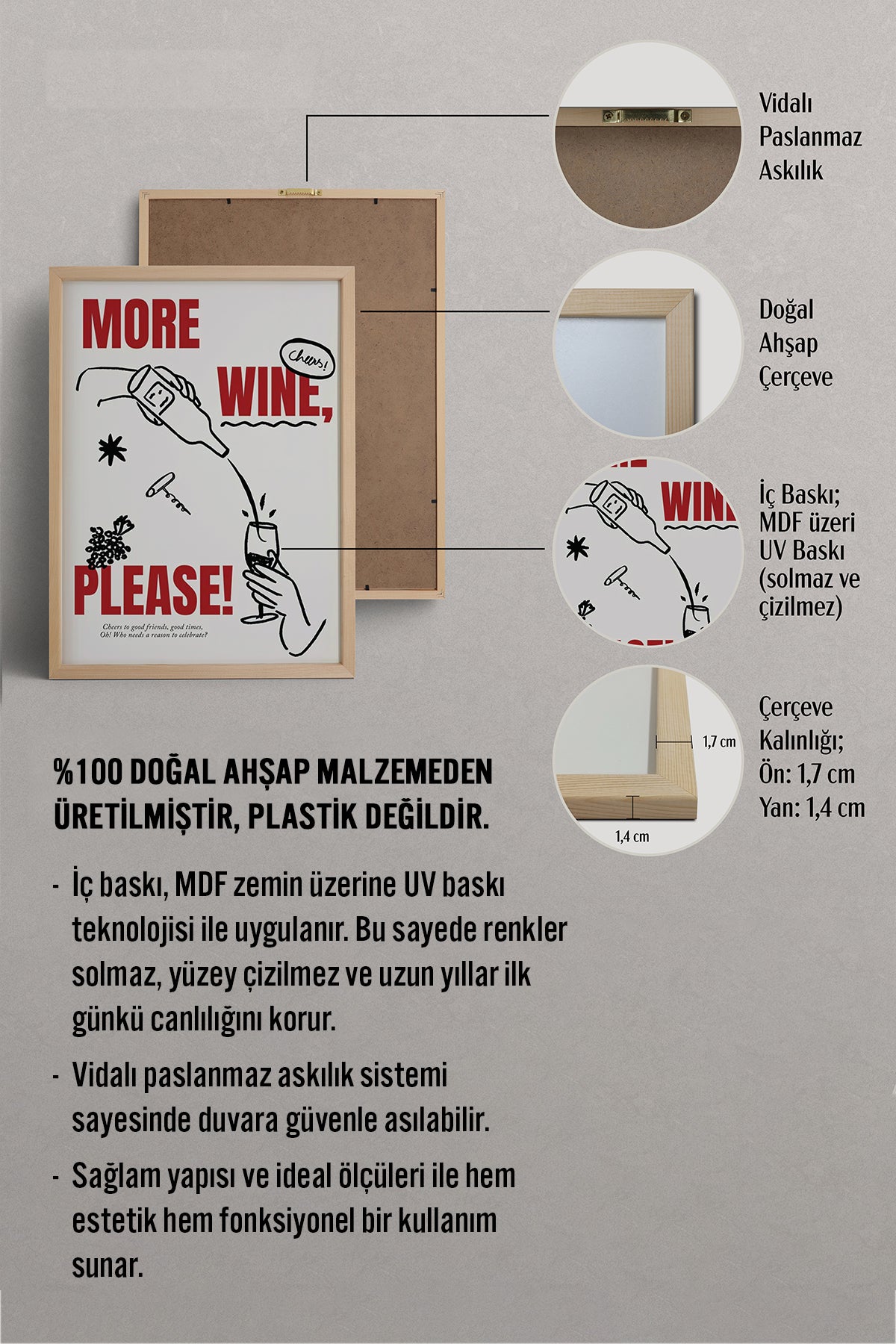HOMEPACK Ahşap Çerçeveli Tablo Çerçeveli Poster Sanatsal Modern Duvar Dekoru BEK-8041